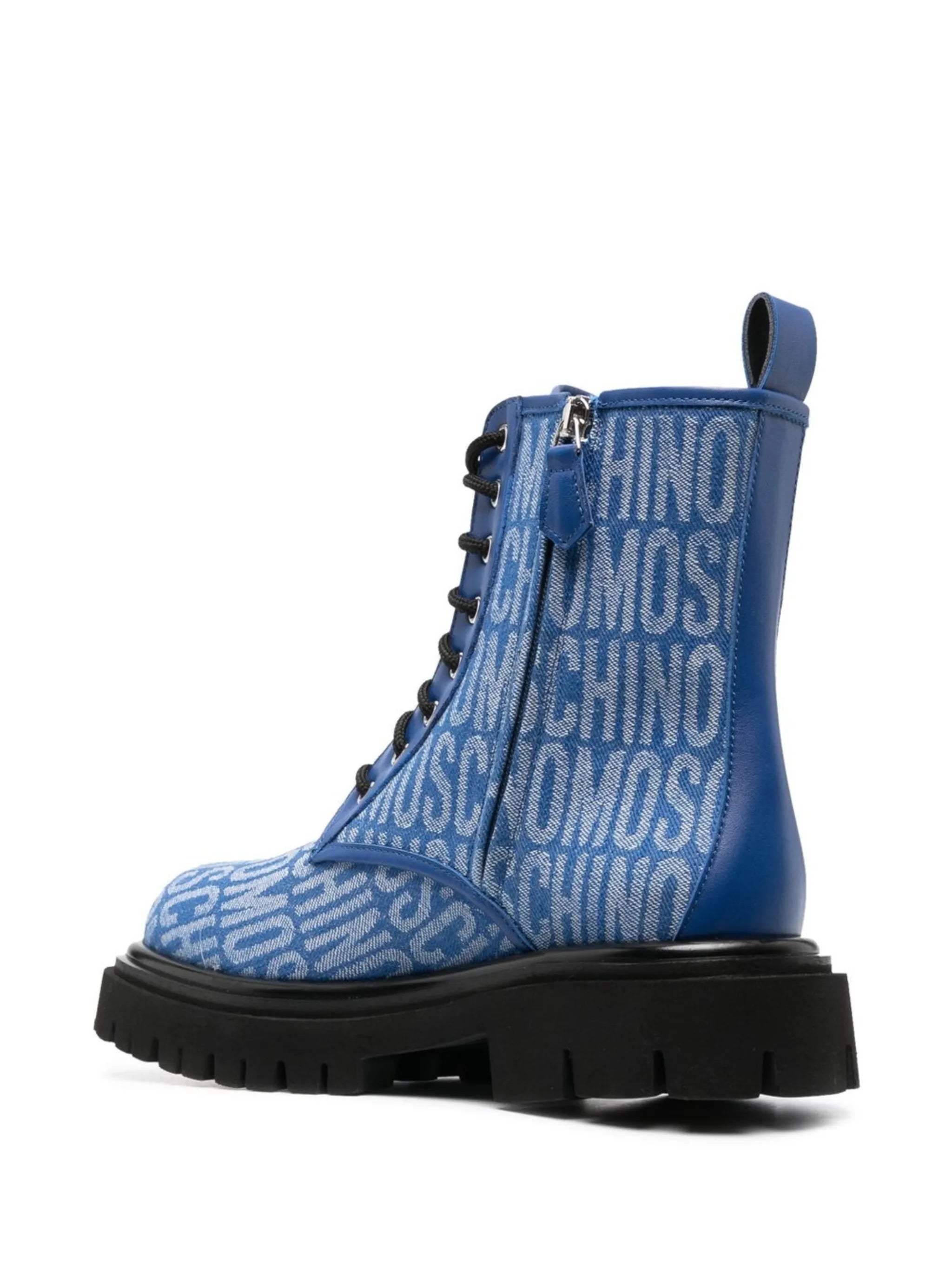 logo-jacquard lace-up boots