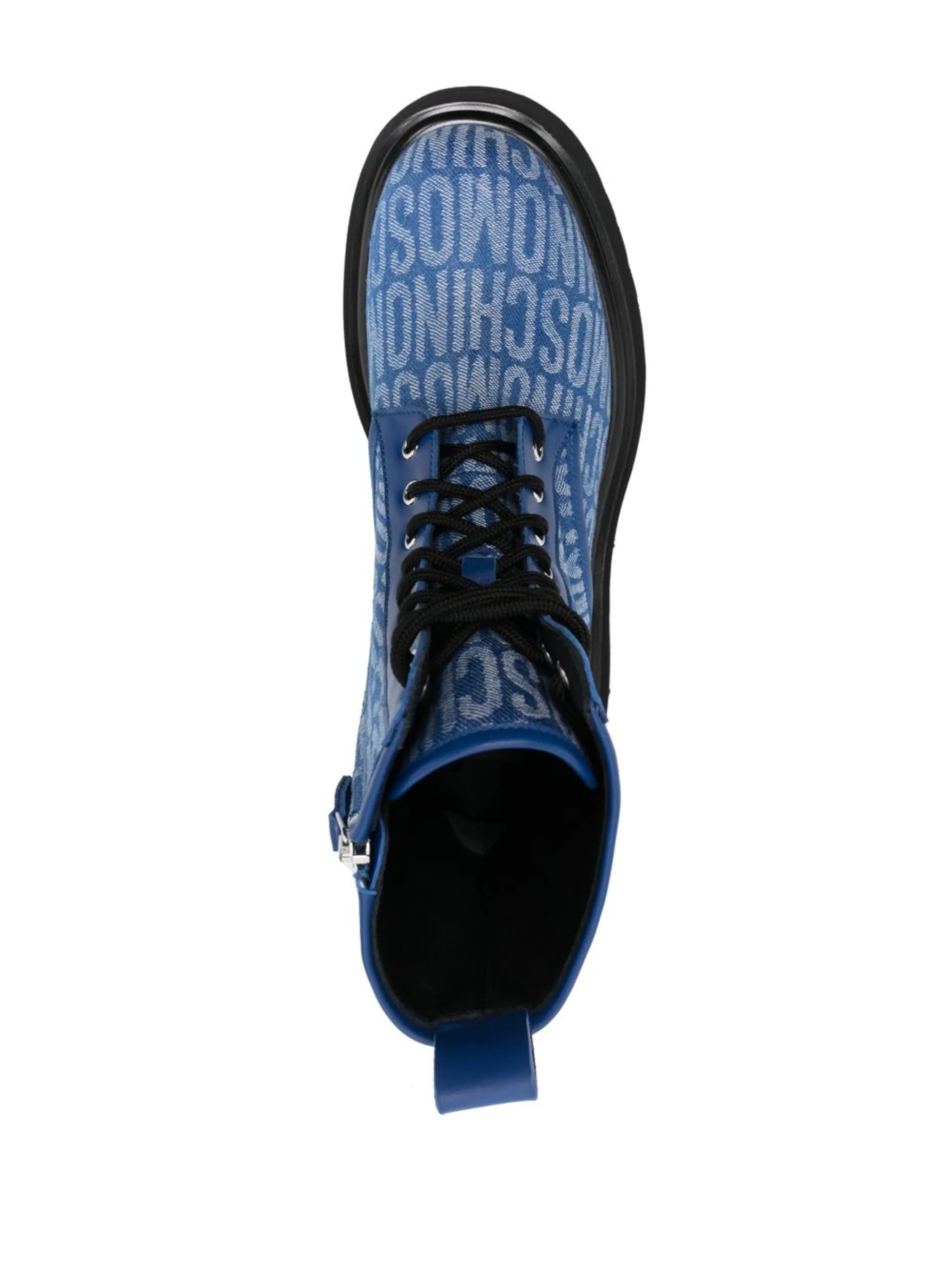 logo-jacquard lace-up boots