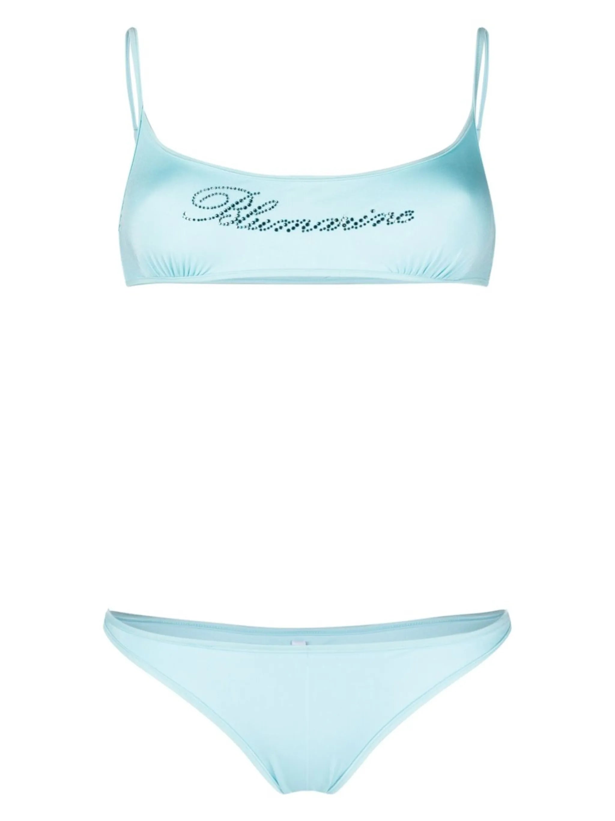 appliqué-logo scoop-neck bikini