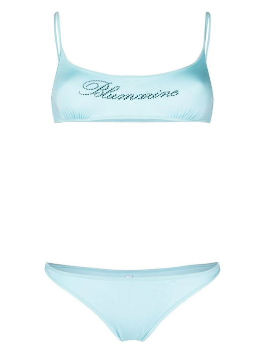appliqué-logo scoop-neck bikini