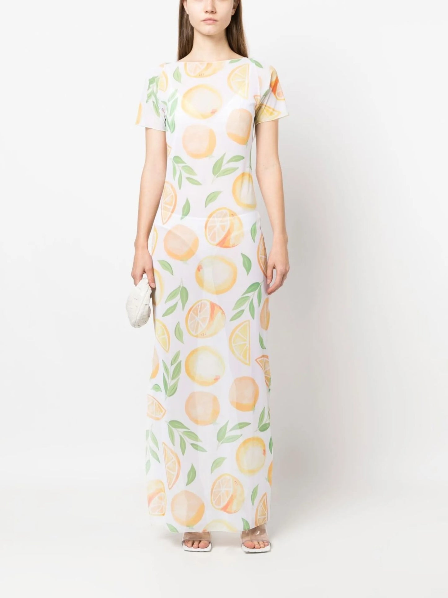 Luna fruit-print sheer dress