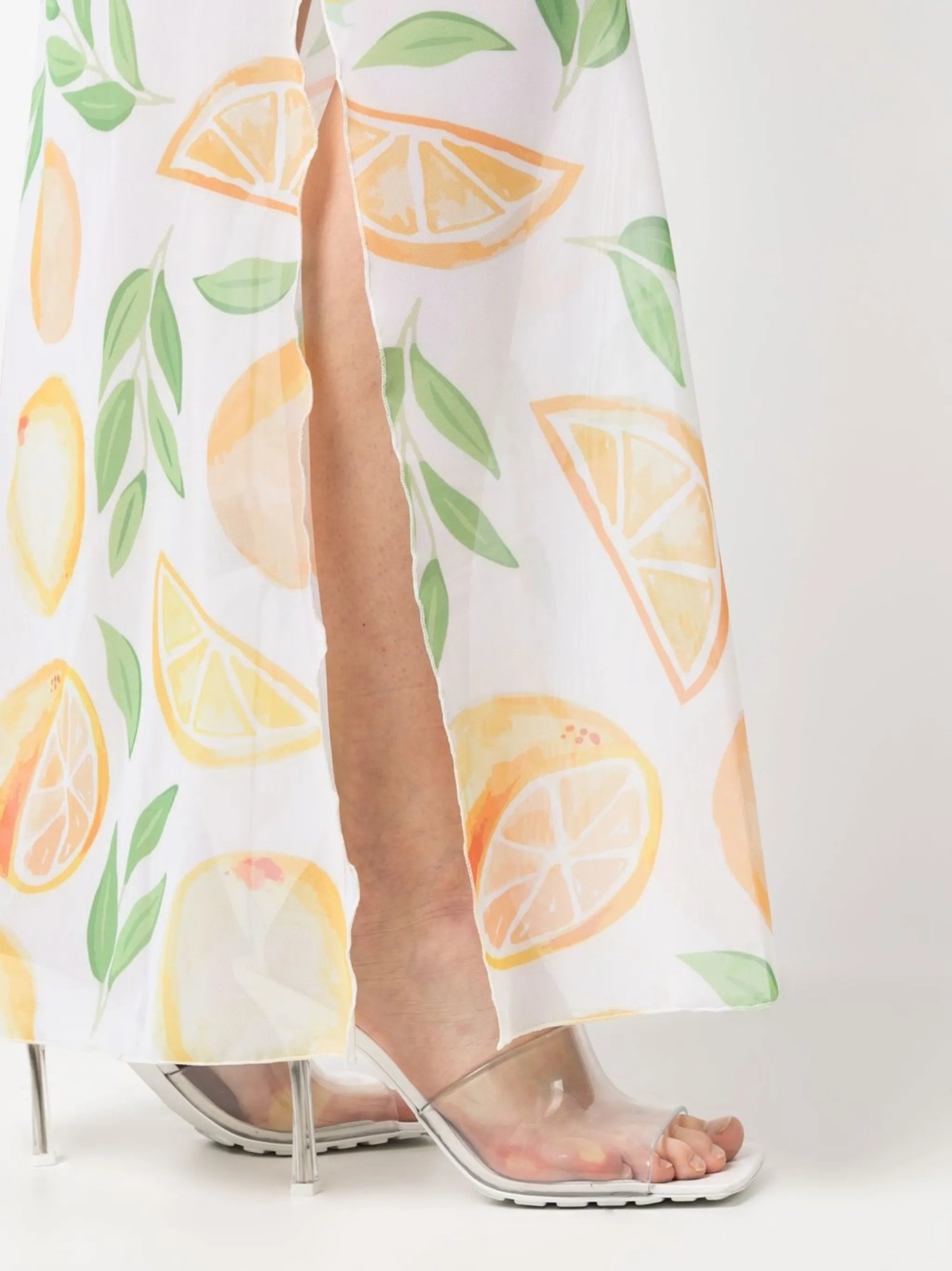 Luna fruit-print sheer dress