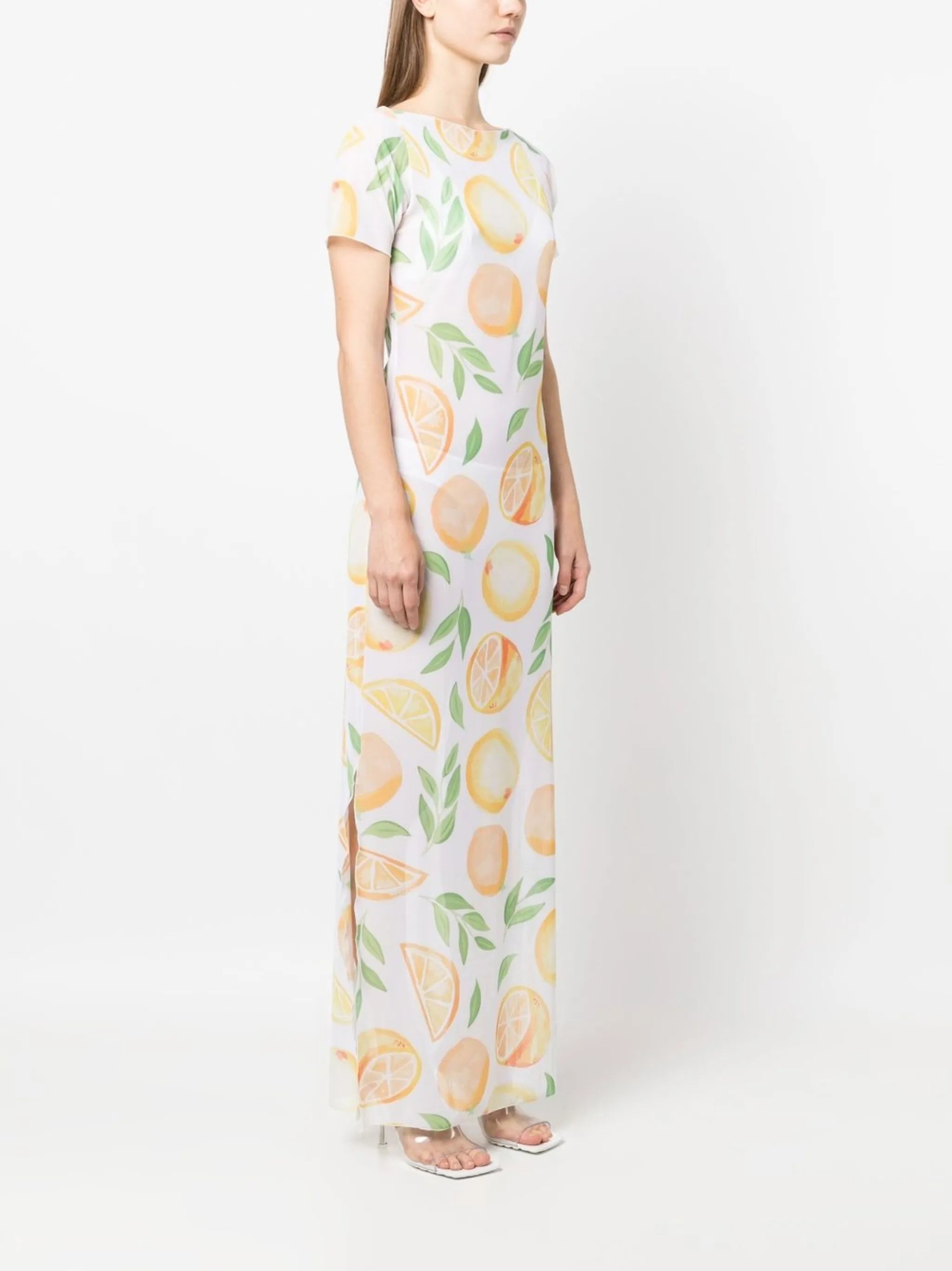 Luna fruit-print sheer dress