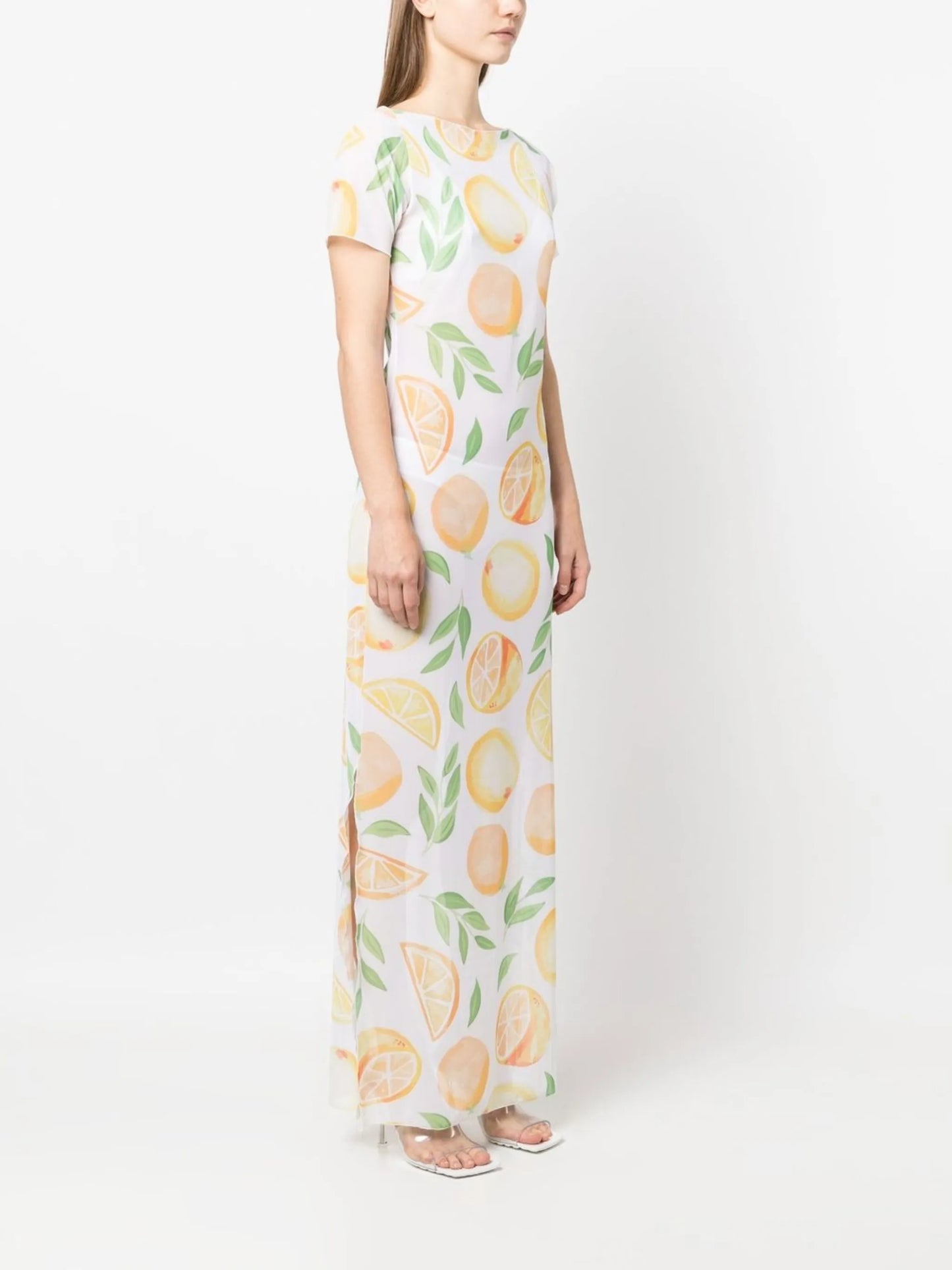 Luna fruit-print sheer dress