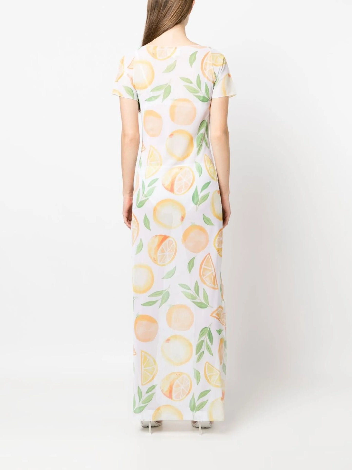 Luna fruit-print sheer dress
