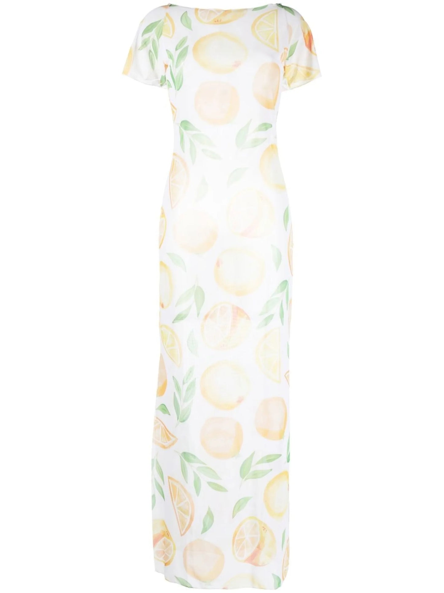 Luna fruit-print sheer dress