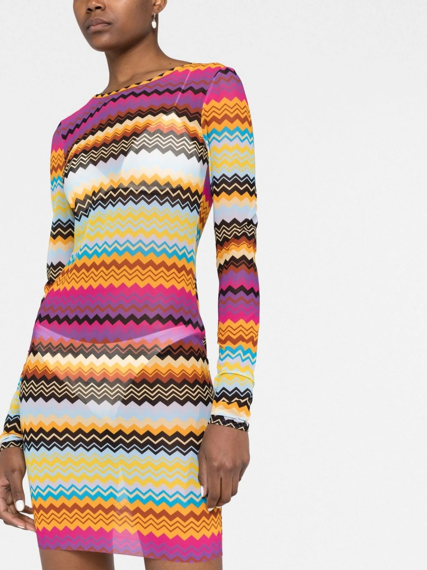 semi-sheer zigzag minidress