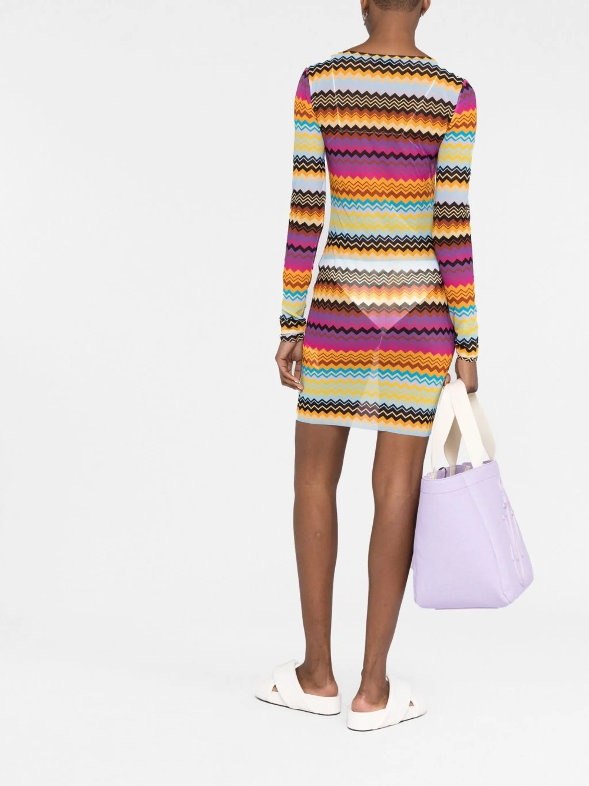 semi-sheer zigzag minidress