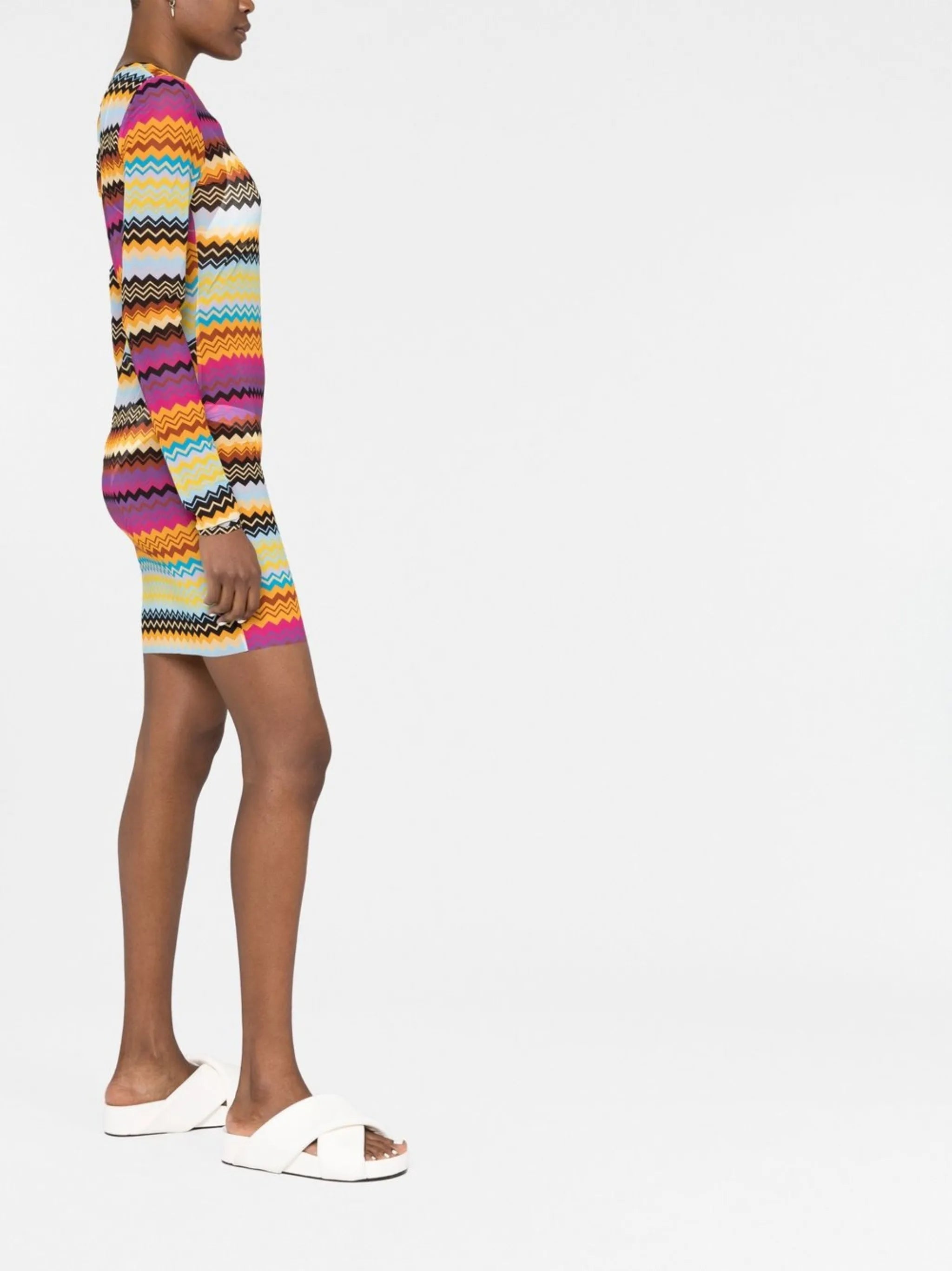 semi-sheer zigzag minidress