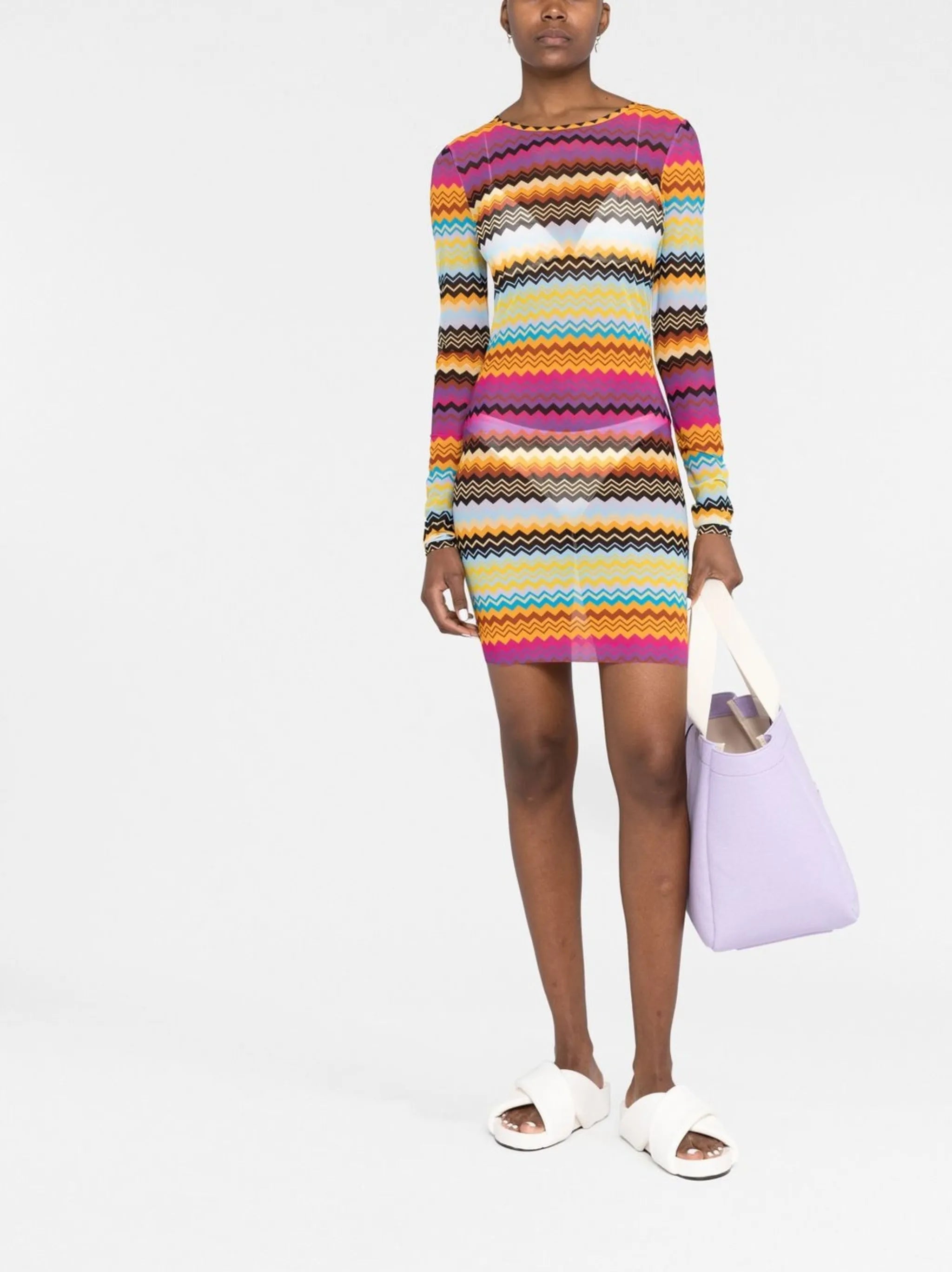semi-sheer zigzag minidress