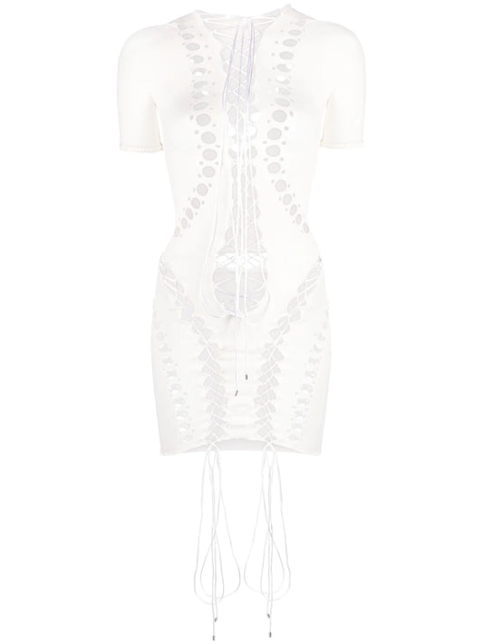 cut-out lace-up mini dress