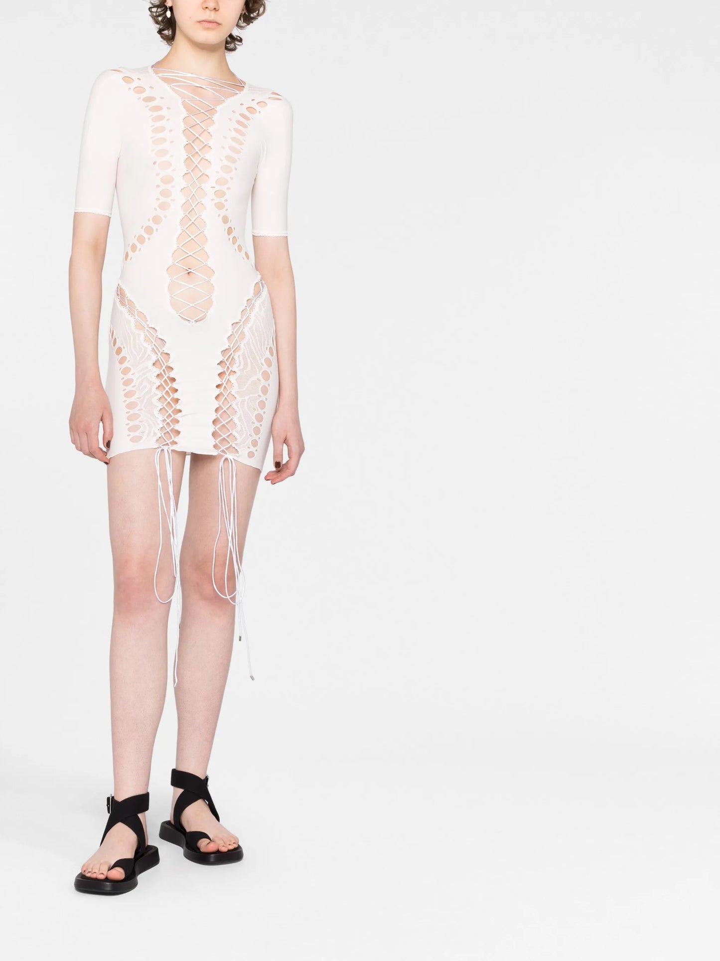 cut-out lace-up mini dress