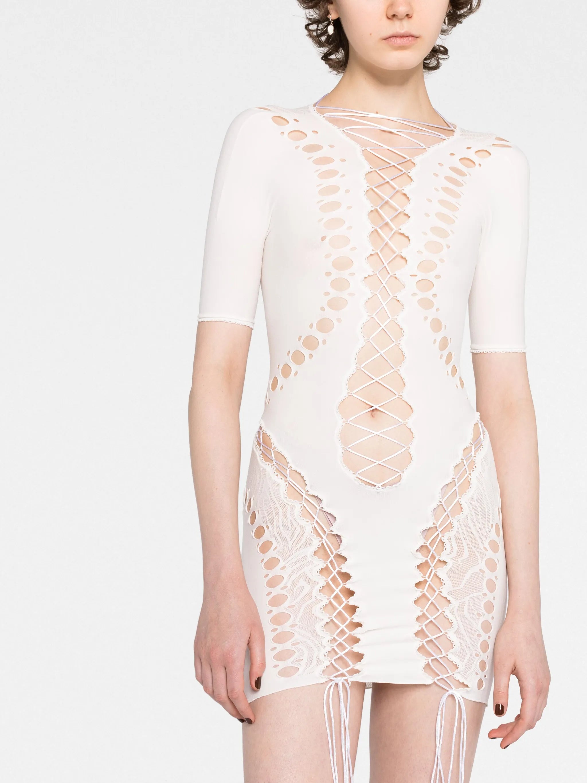 cut-out lace-up mini dress