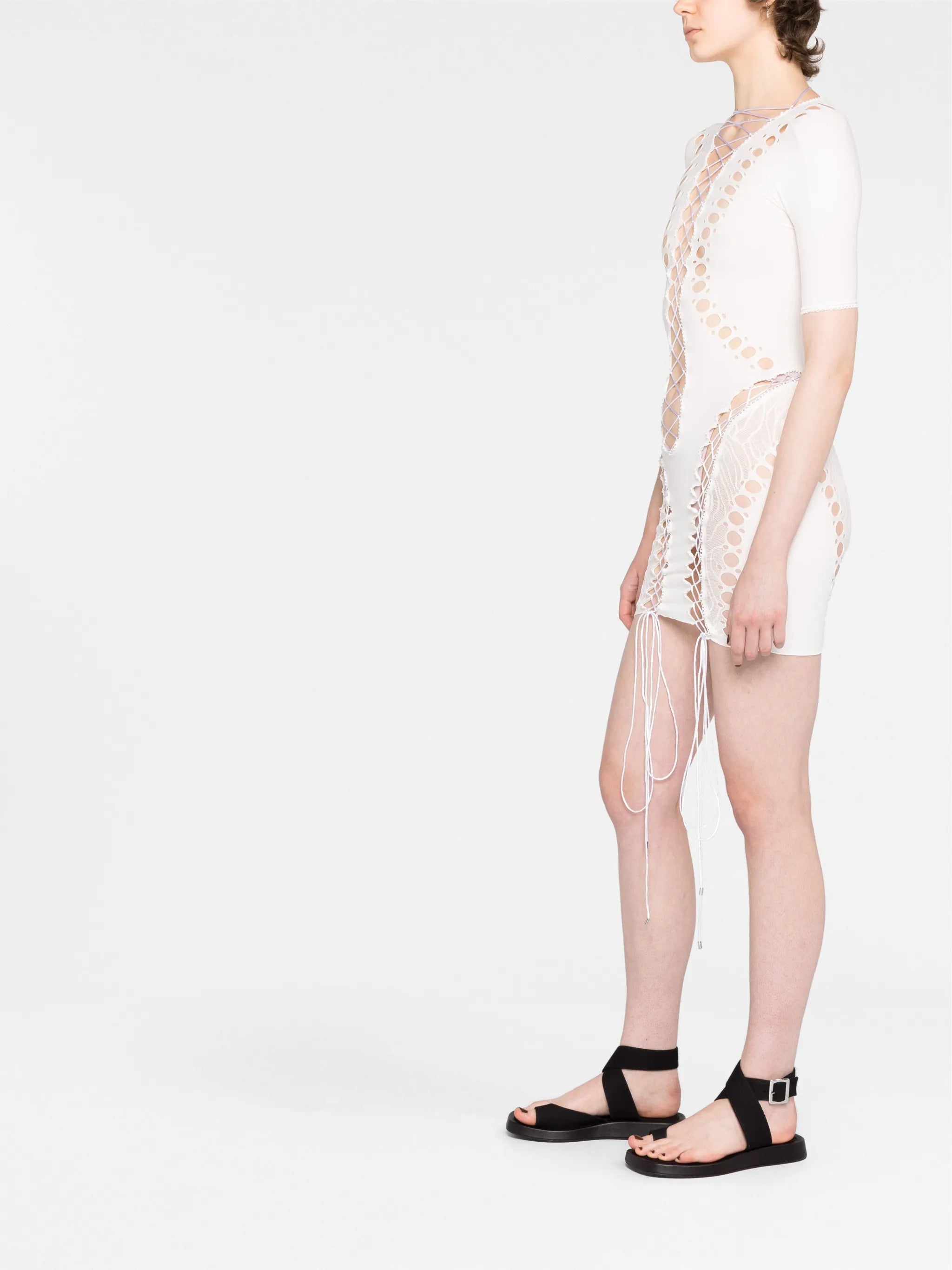 cut-out lace-up mini dress