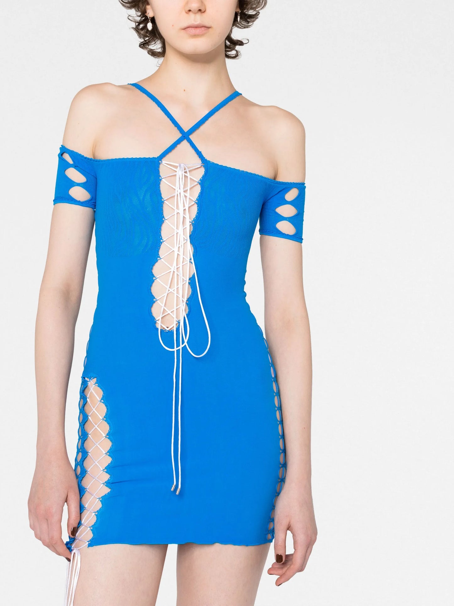 cut-out off-shoulder mini dress