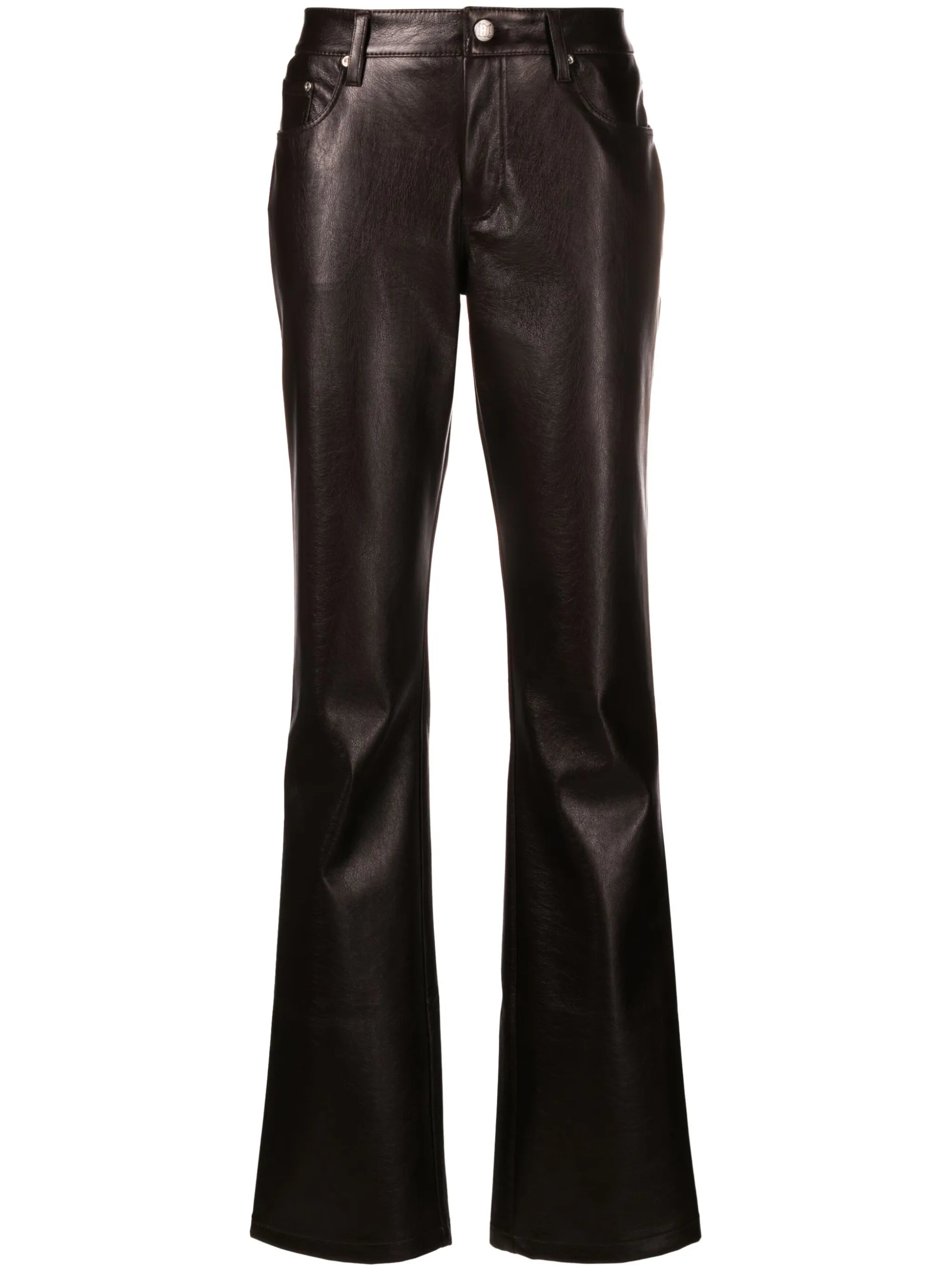 faux-leather flared trousers