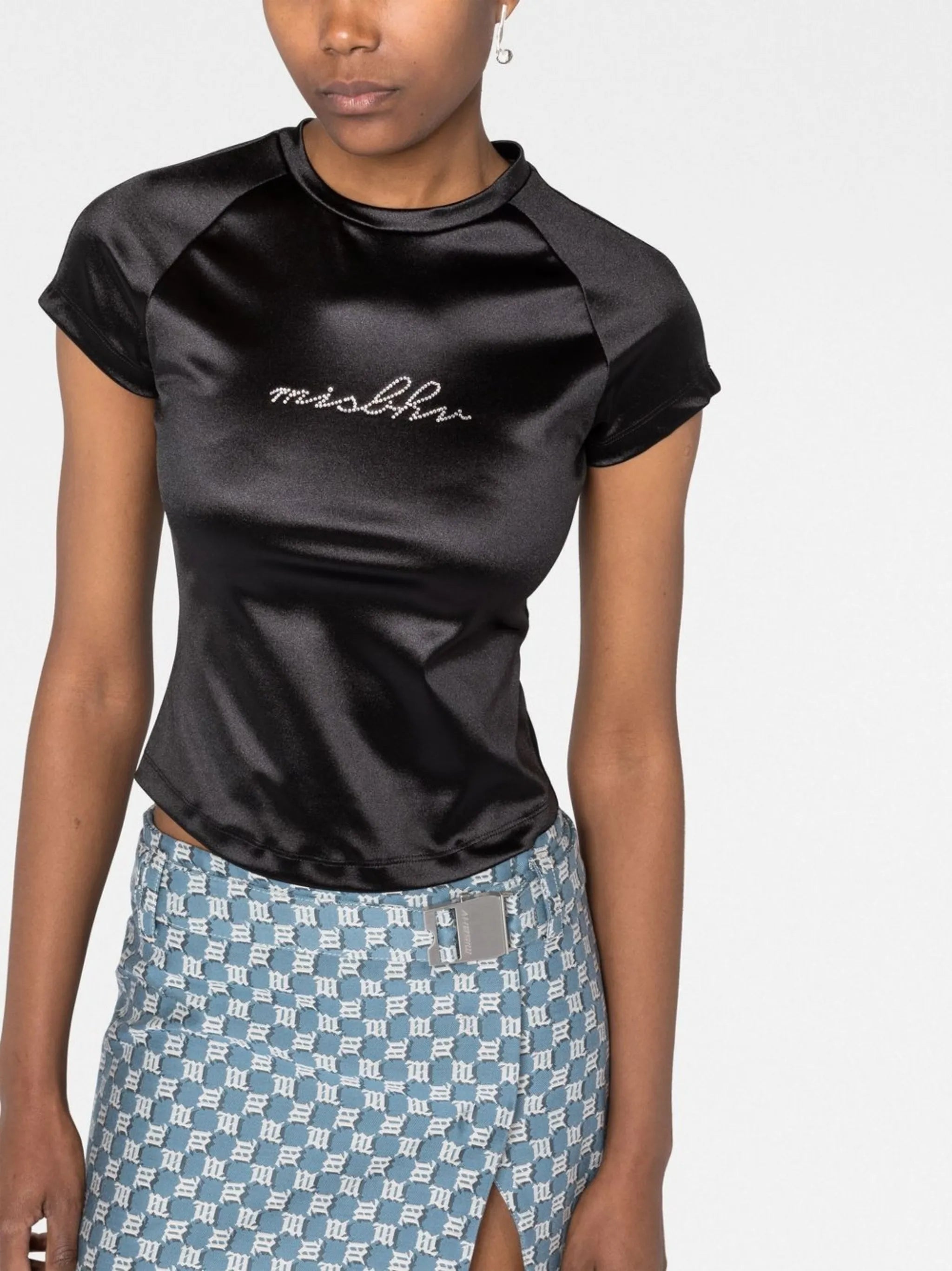crystal-embellished logo top