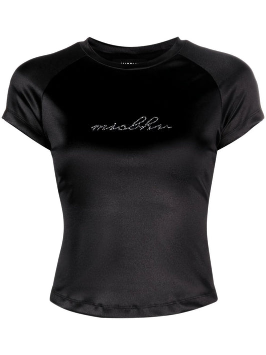 crystal-embellished logo top