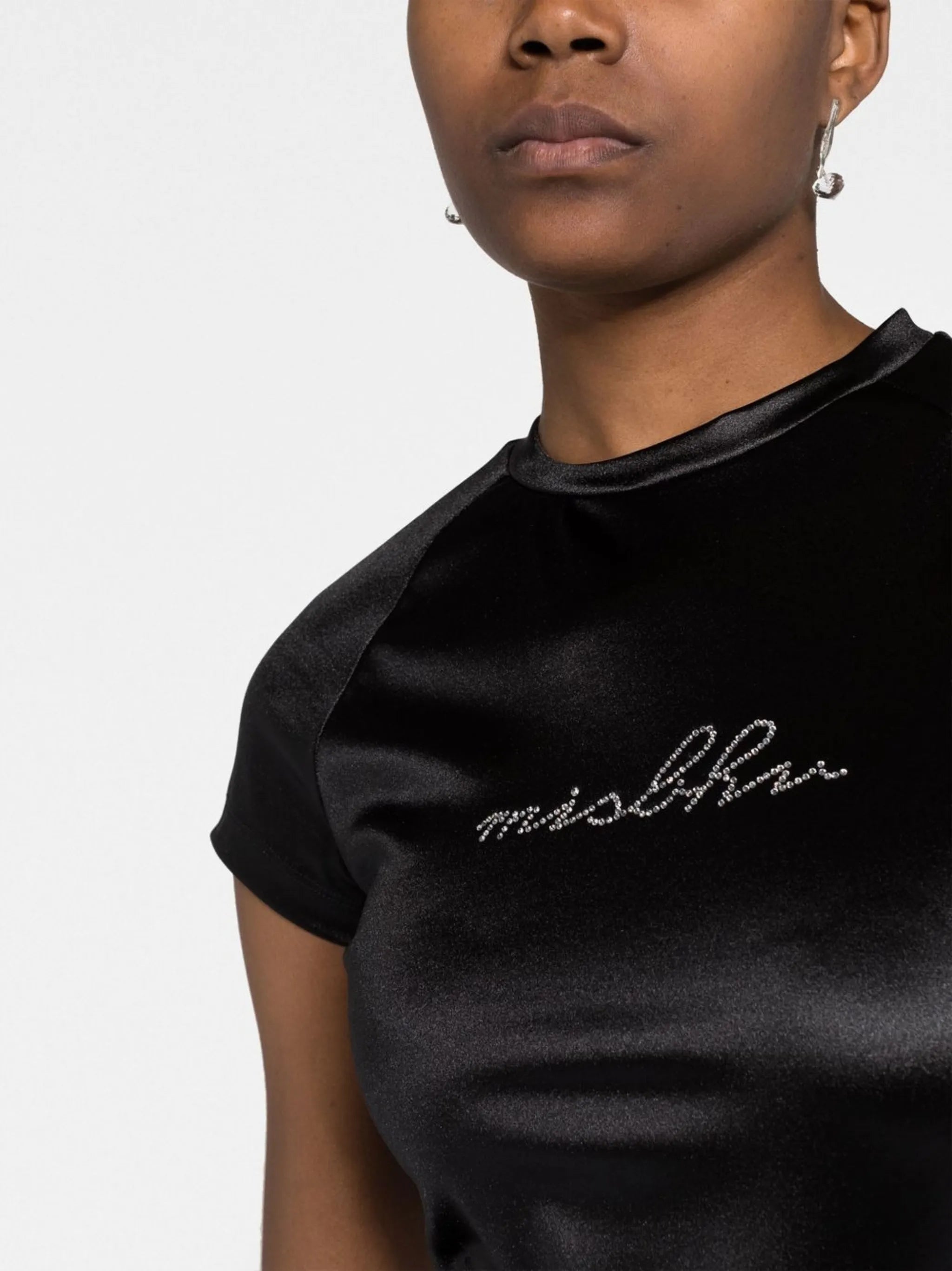 crystal-embellished logo top