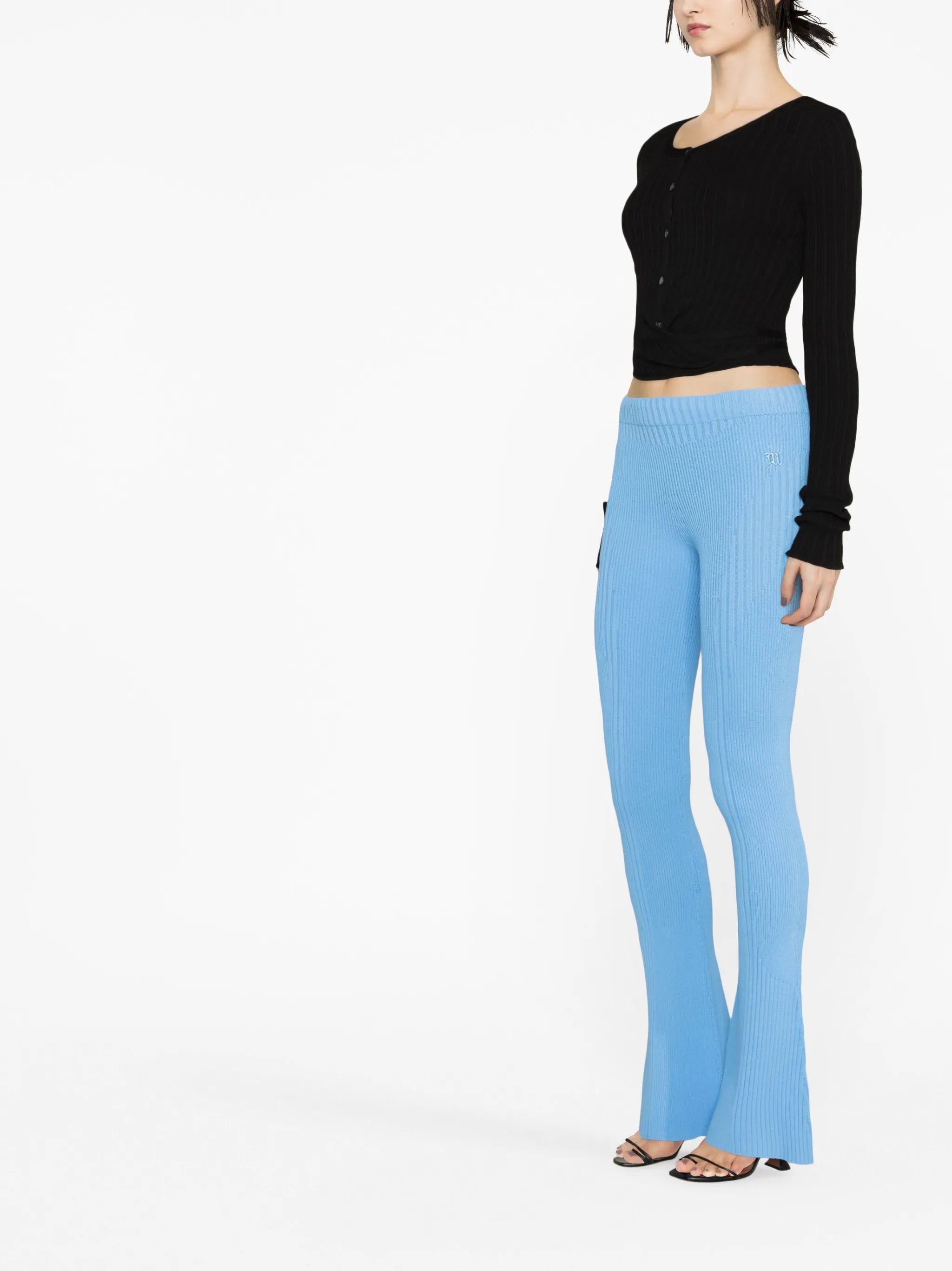 knitted flared trousers