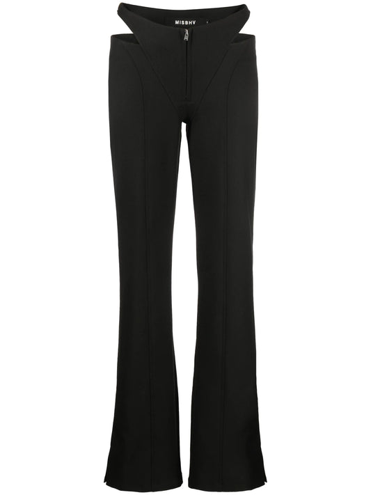 cut-out straight-leg trousers