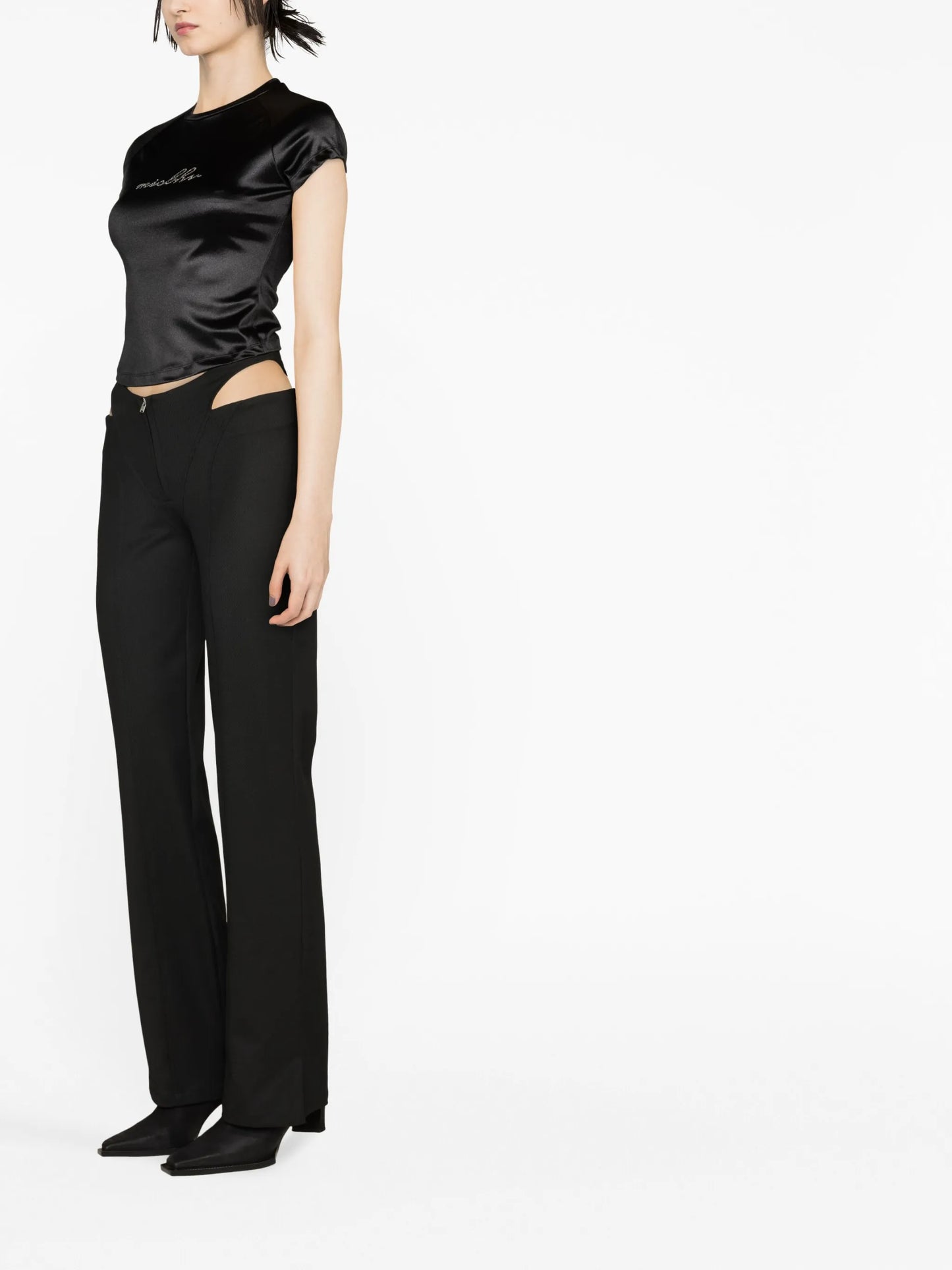 cut-out straight-leg trousers