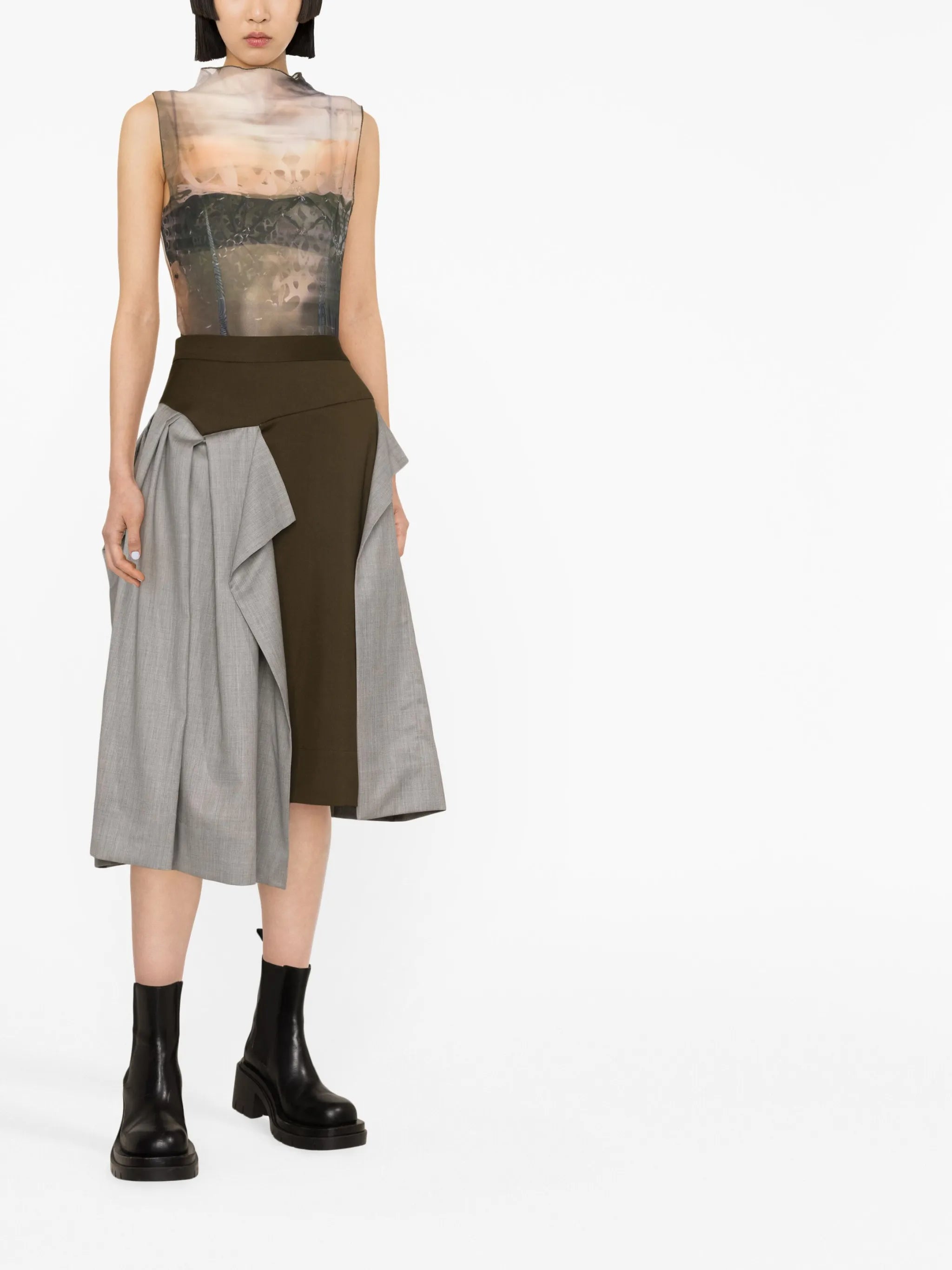 panelled midi skirt