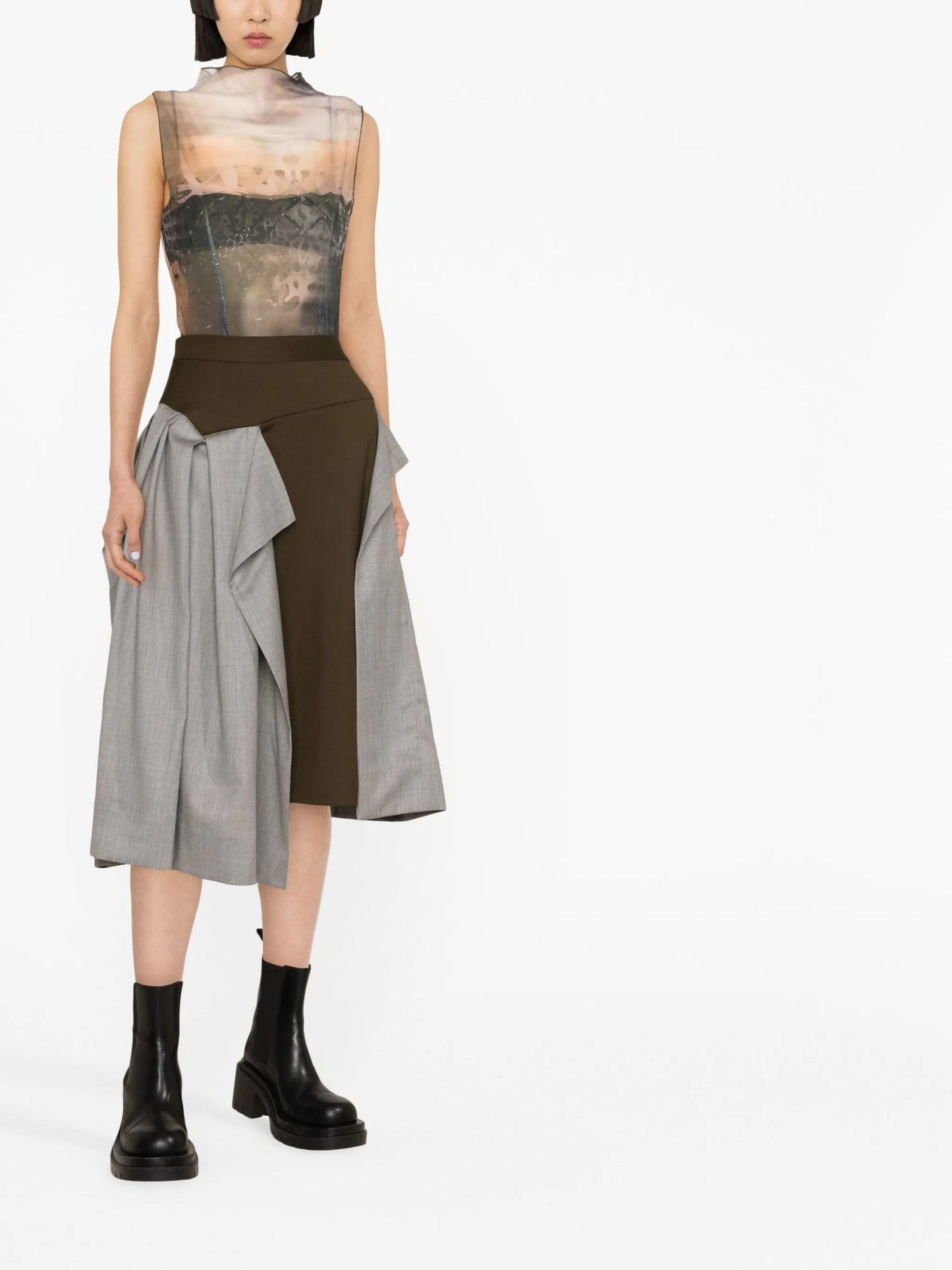 panelled midi skirt
