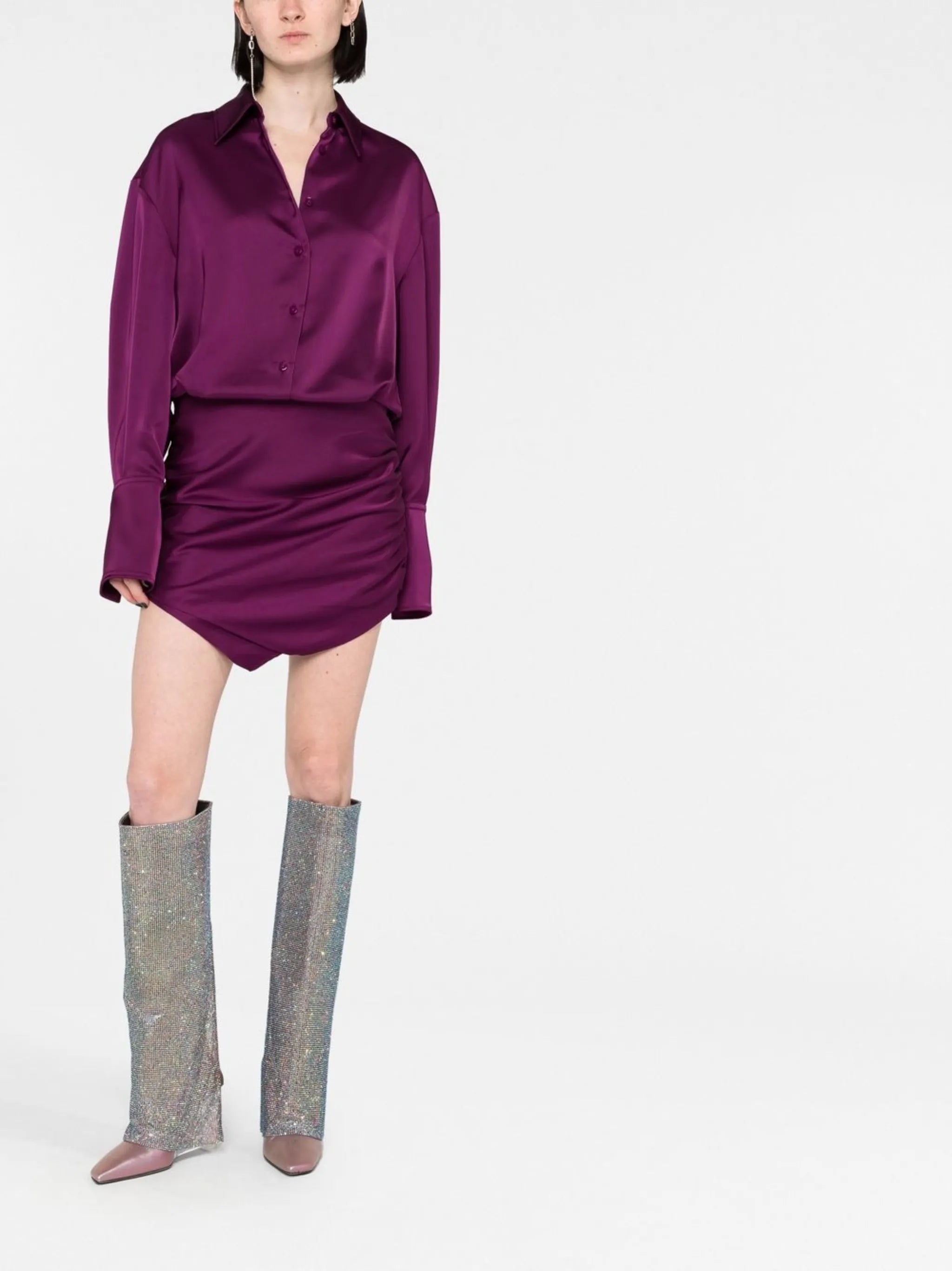 Hatty satin mini shirtdress