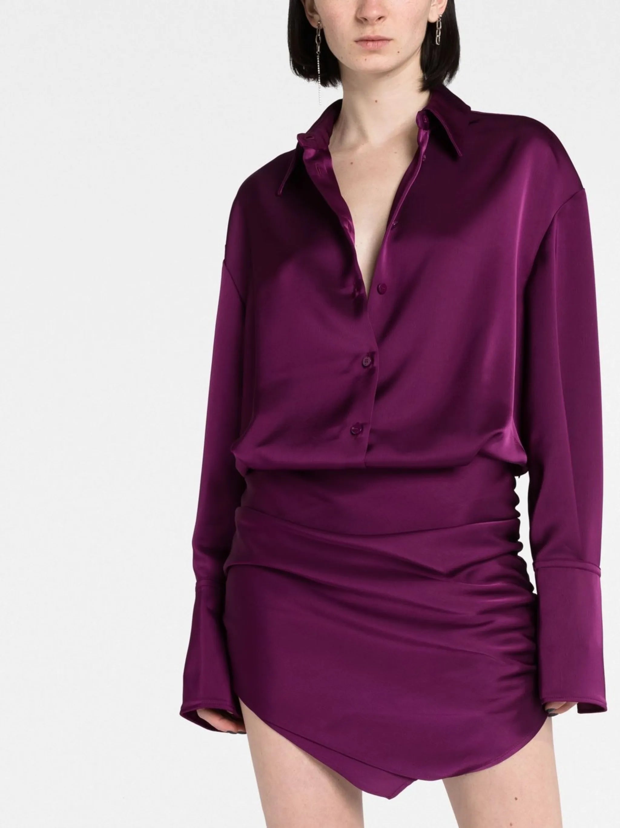Hatty satin mini shirtdress