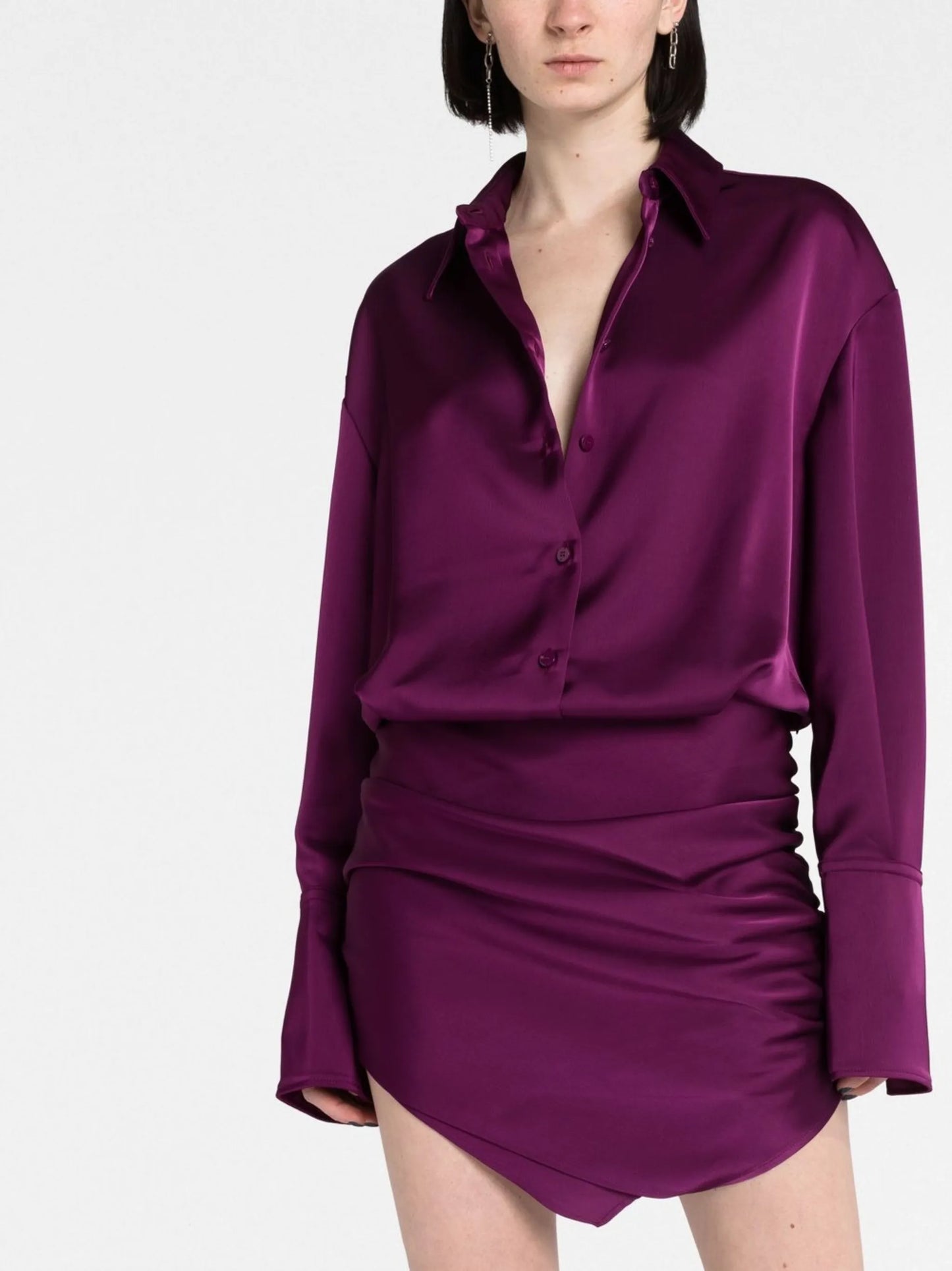 Hatty satin mini shirtdress