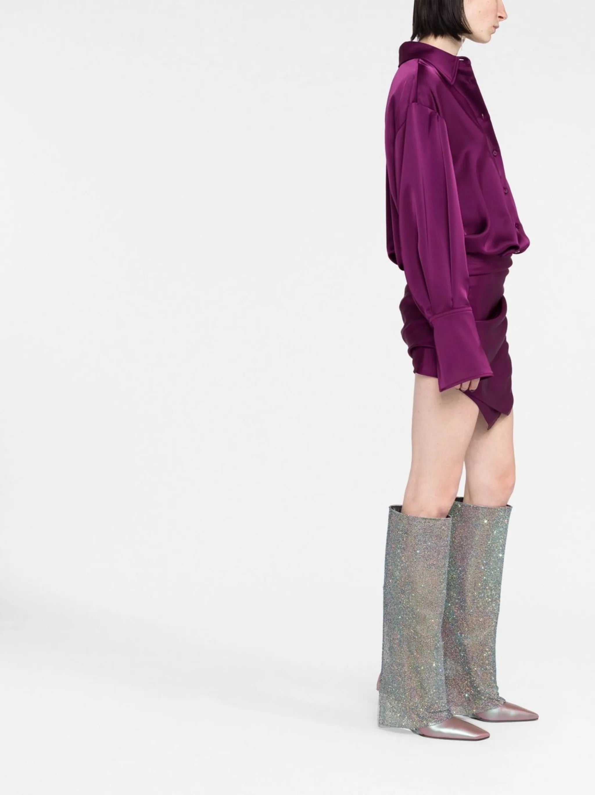 Hatty satin mini shirtdress