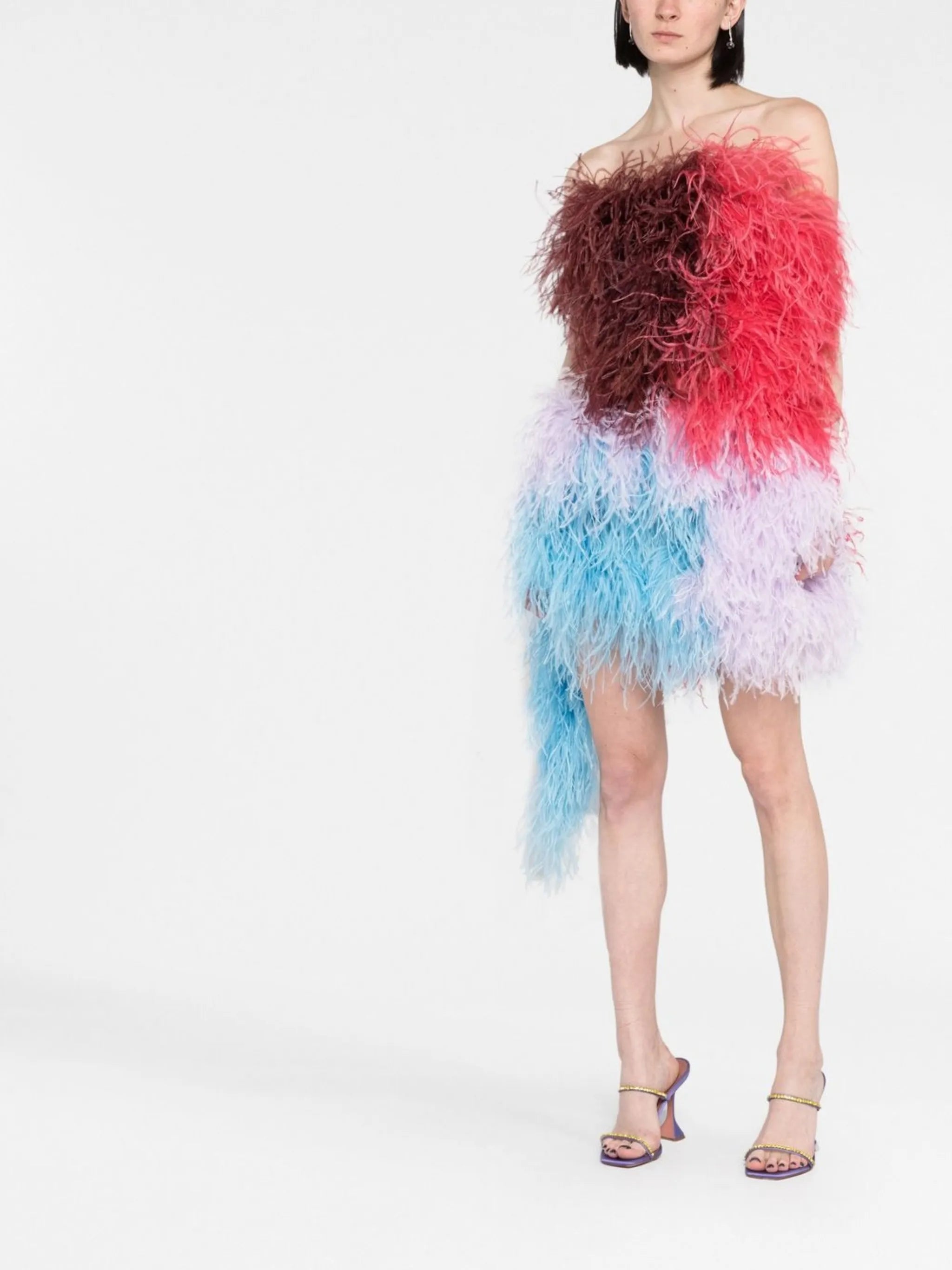 Keri feather-embellished minidress
