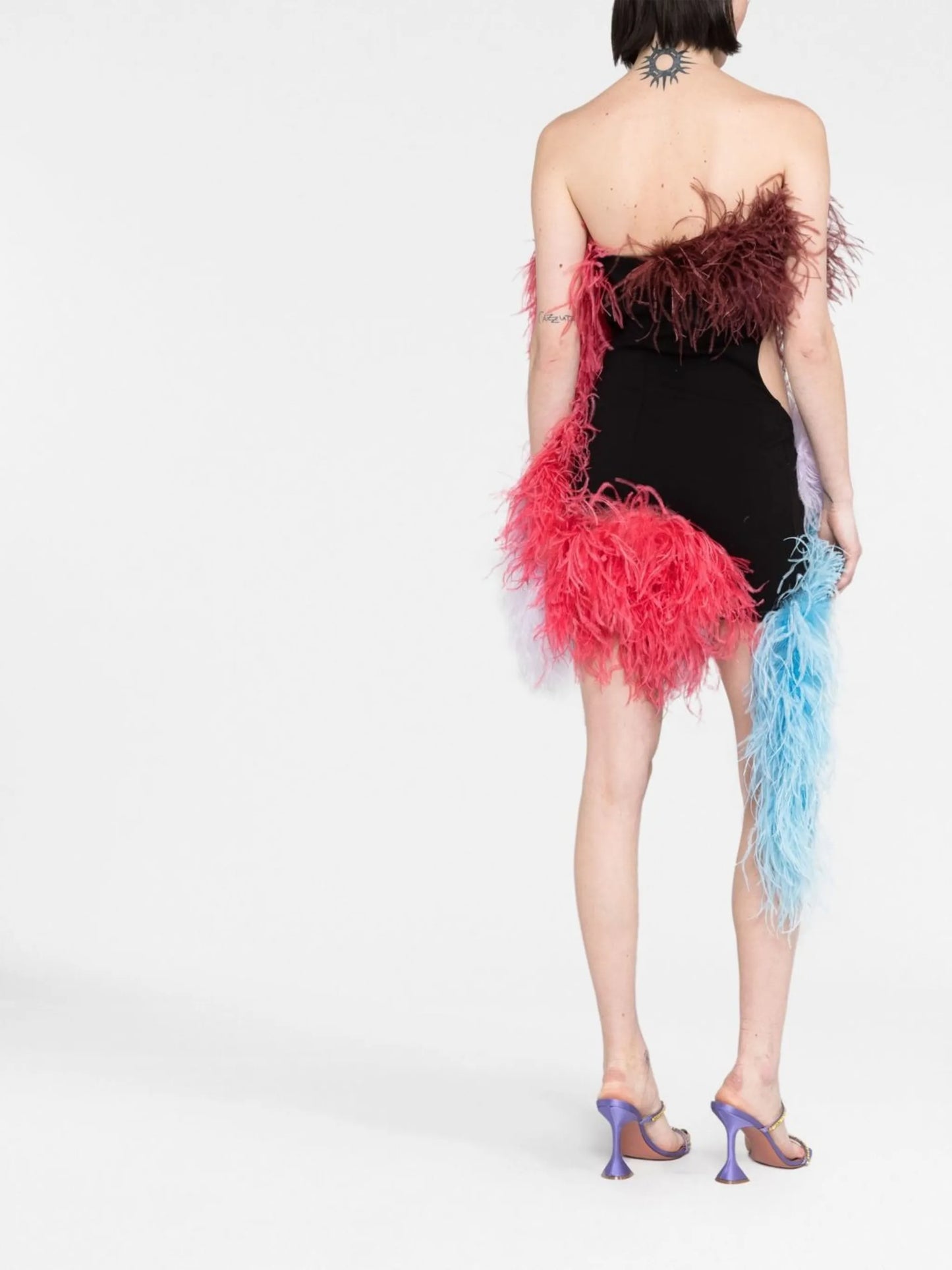 Keri feather-embellished minidress