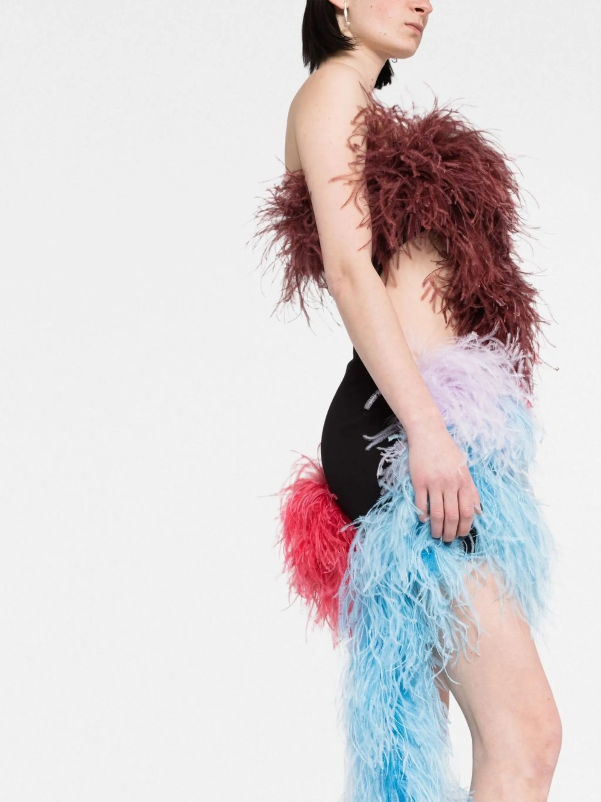 Keri feather-embellished minidress