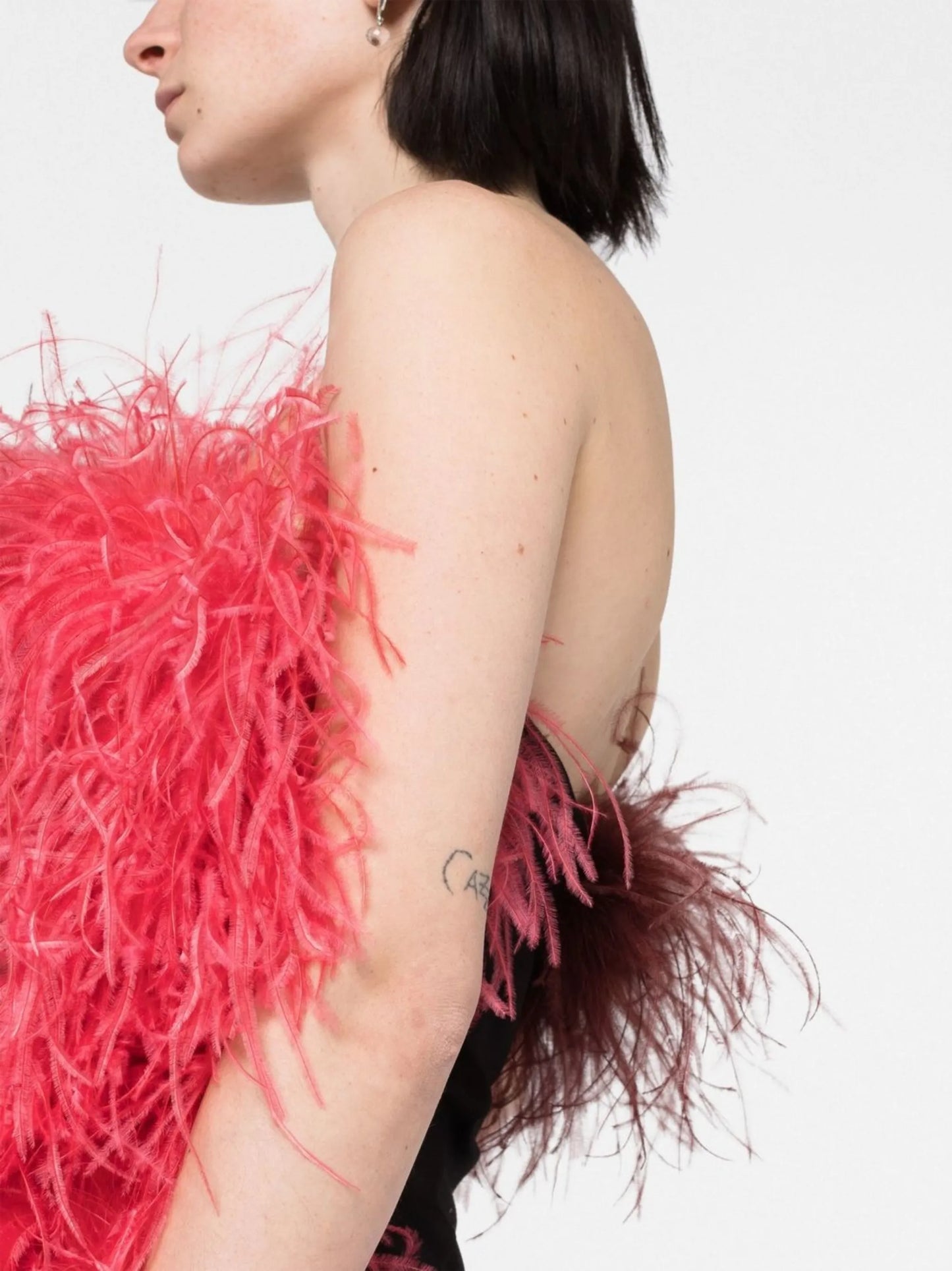 Keri feather-embellished minidress
