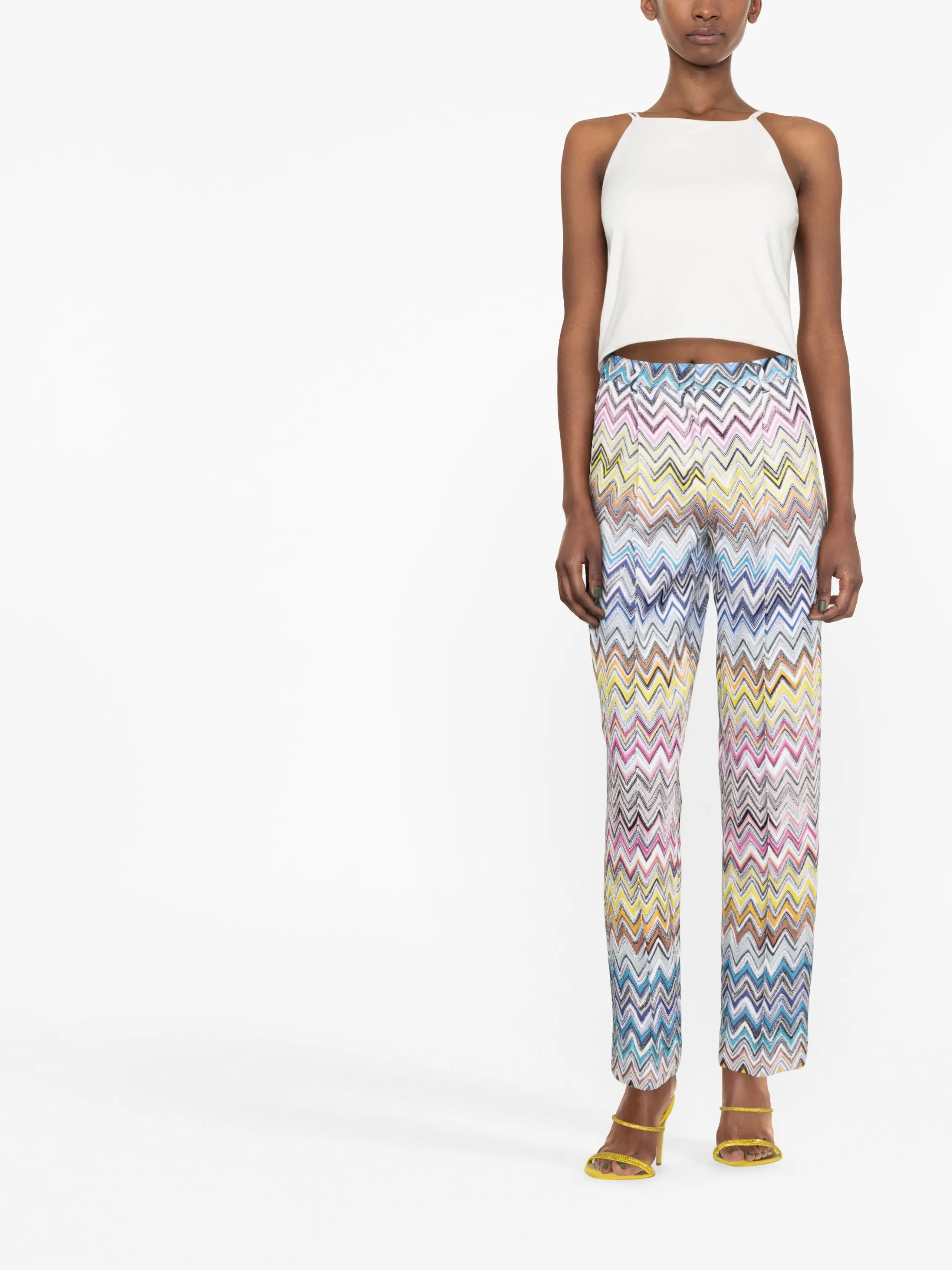high-waist zigzag wide-leg trousers