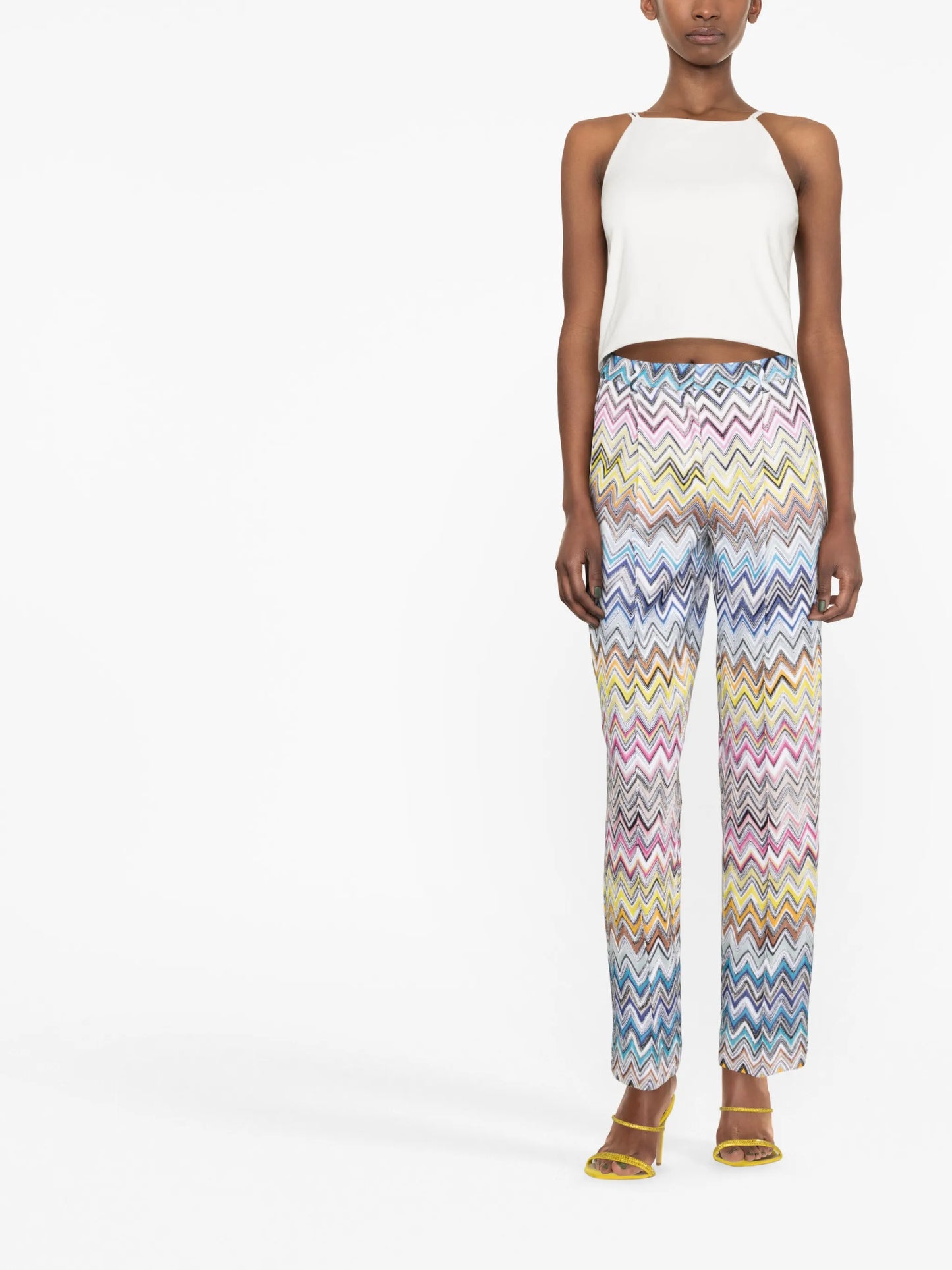 high-waist zigzag wide-leg trousers