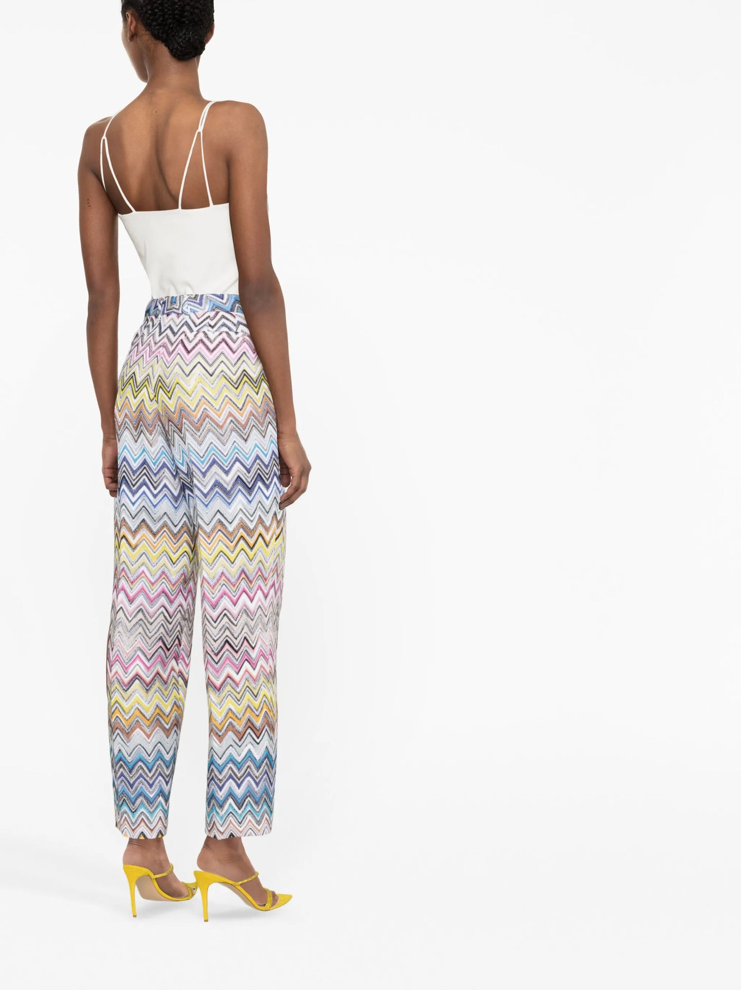 high-waist zigzag wide-leg trousers