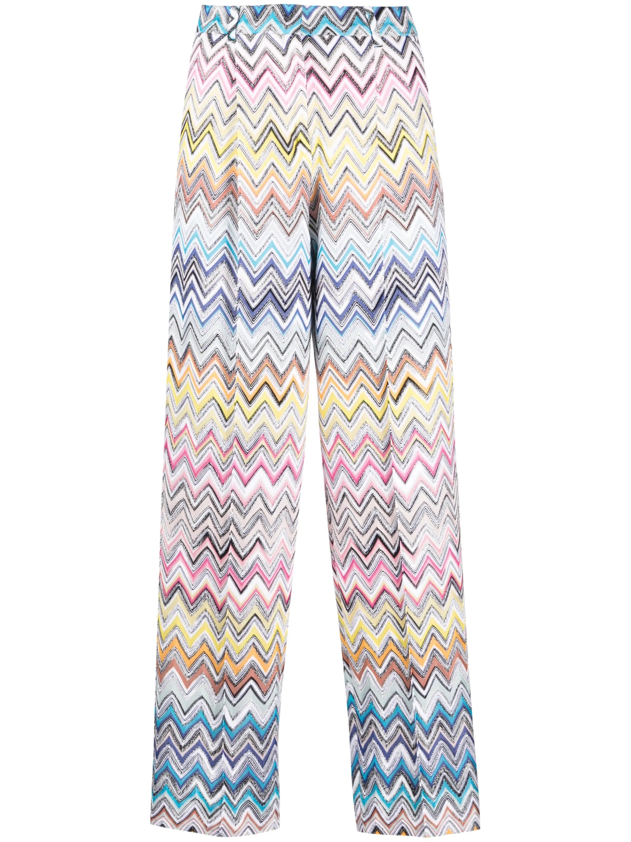 high-waist zigzag wide-leg trousers