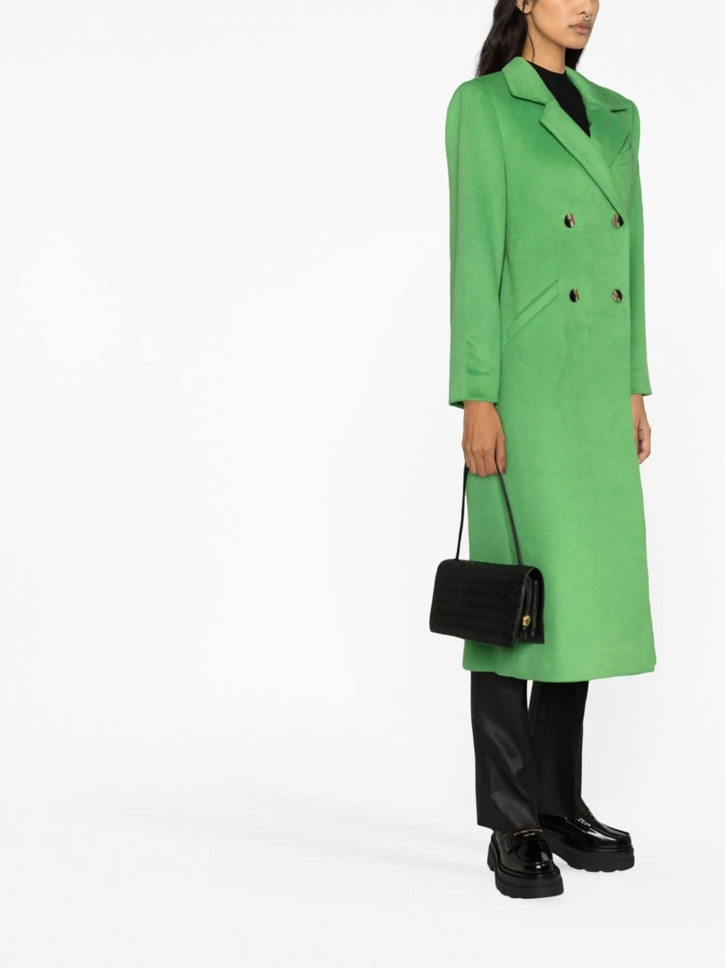 double-breasted button-fastening coat