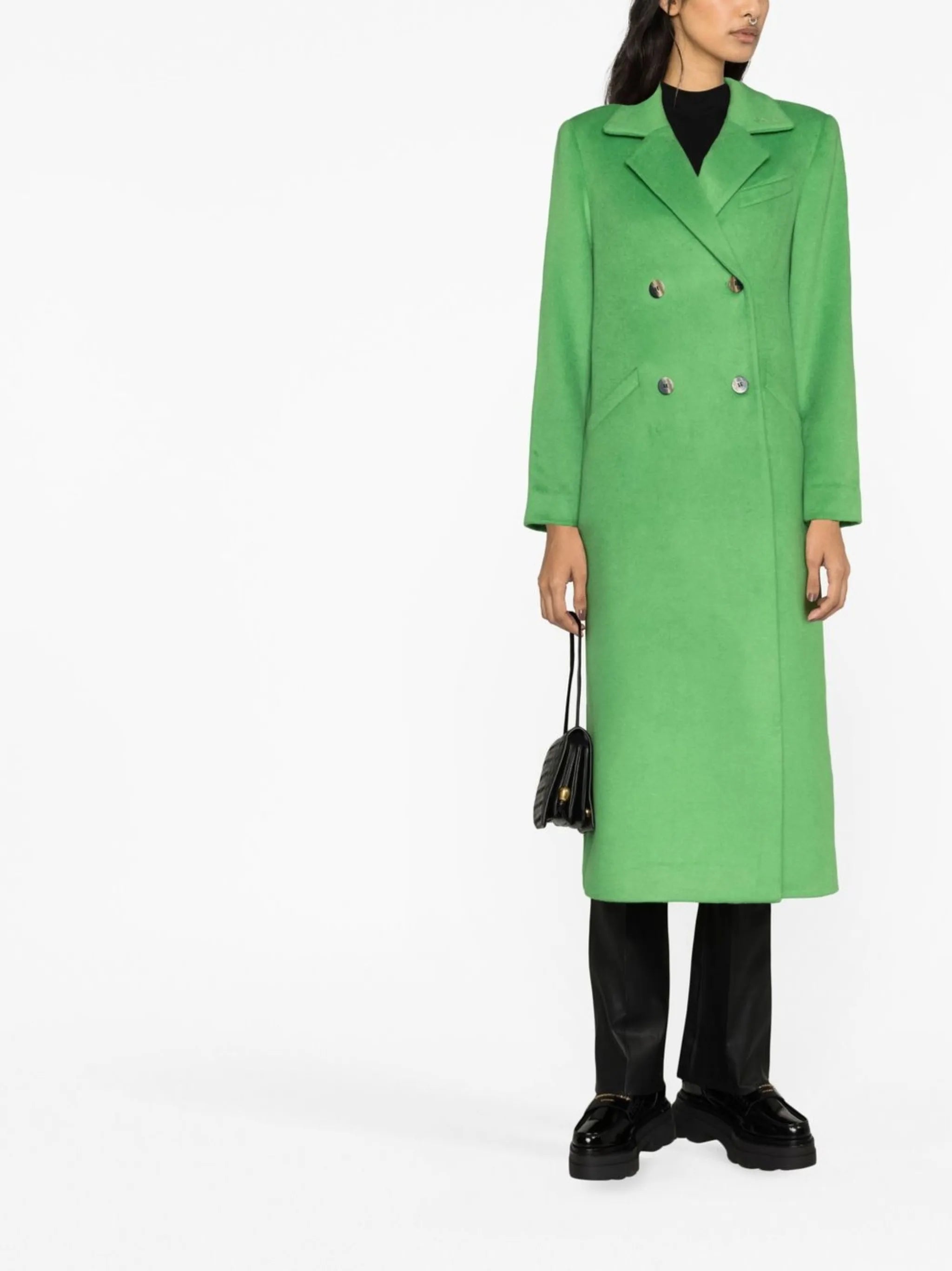 double-breasted button-fastening coat
