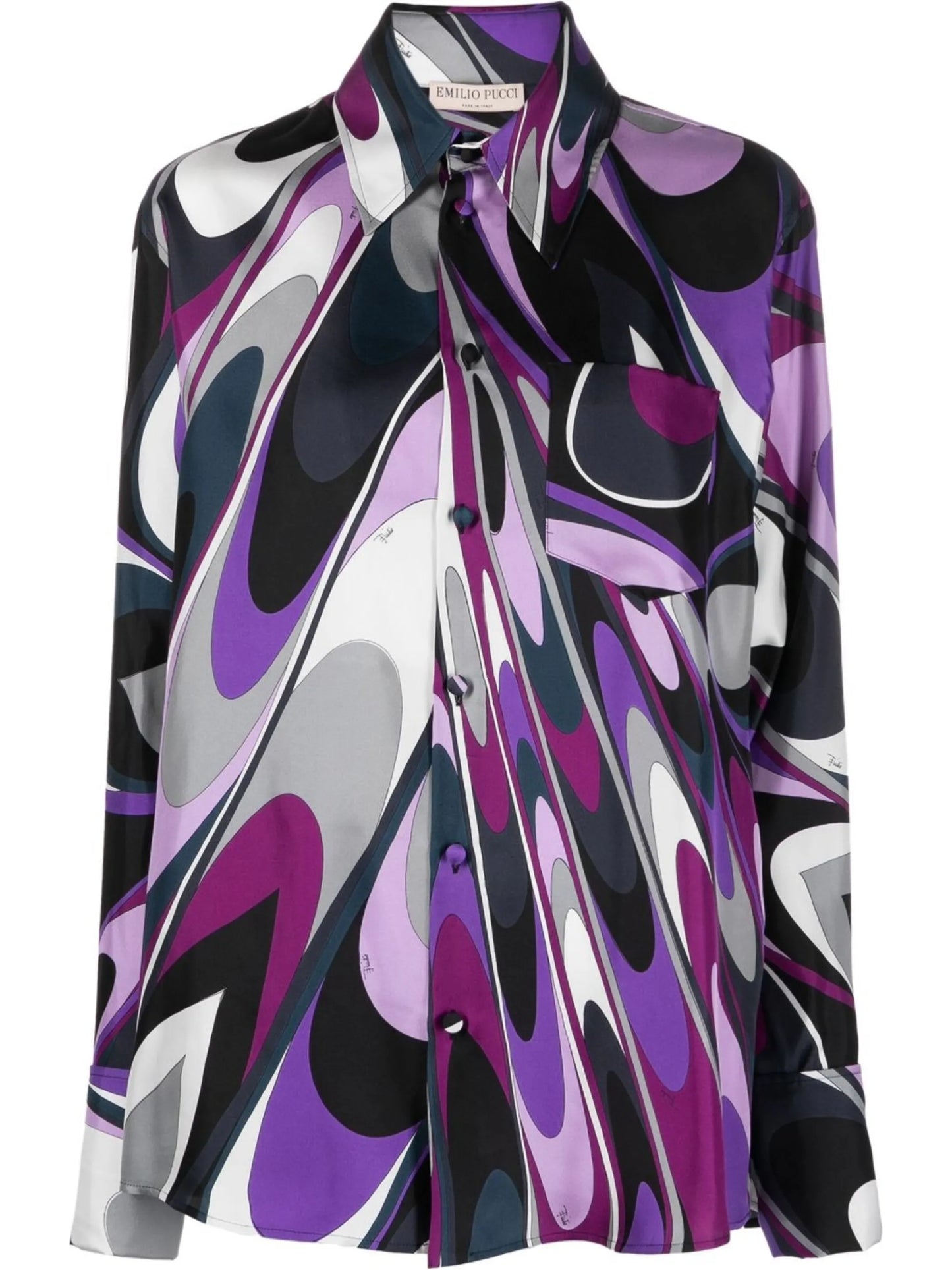 Onde-print silk-twill shirt