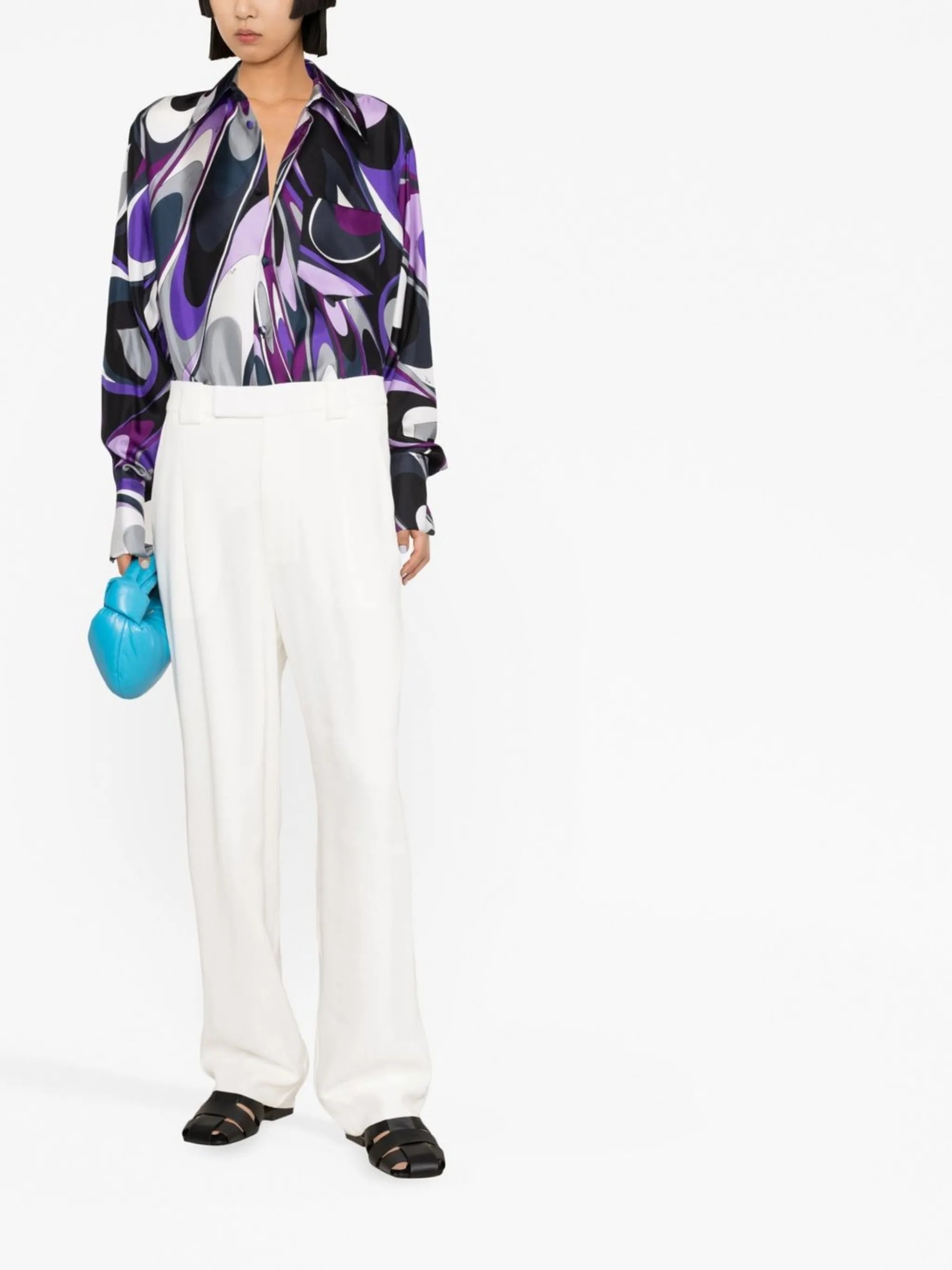 Onde-print silk-twill shirt