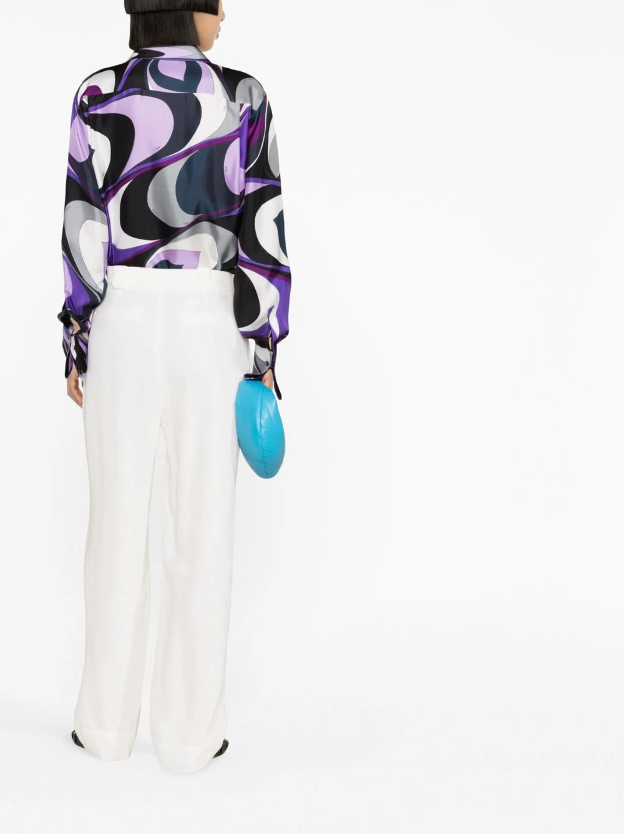 Onde-print silk-twill shirt