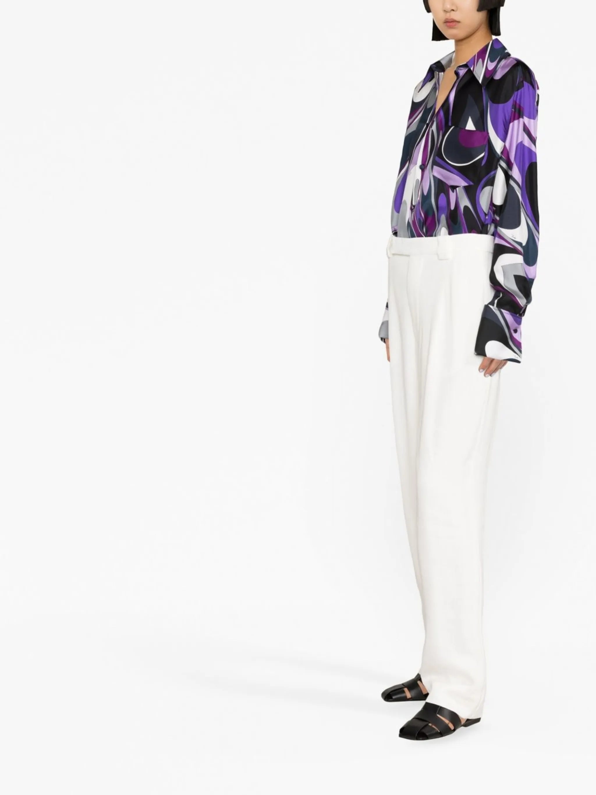 Onde-print silk-twill shirt