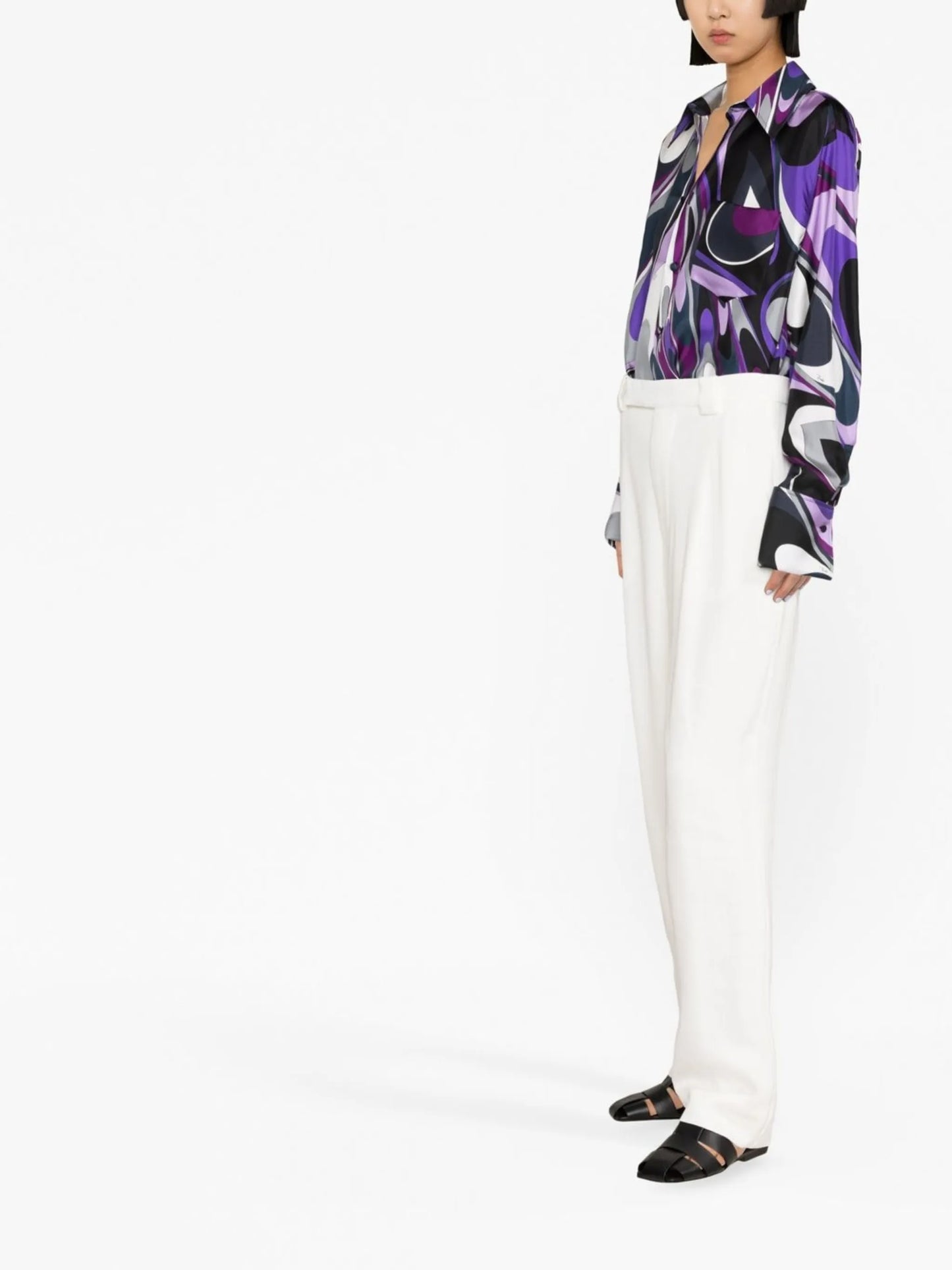 Onde-print silk-twill shirt