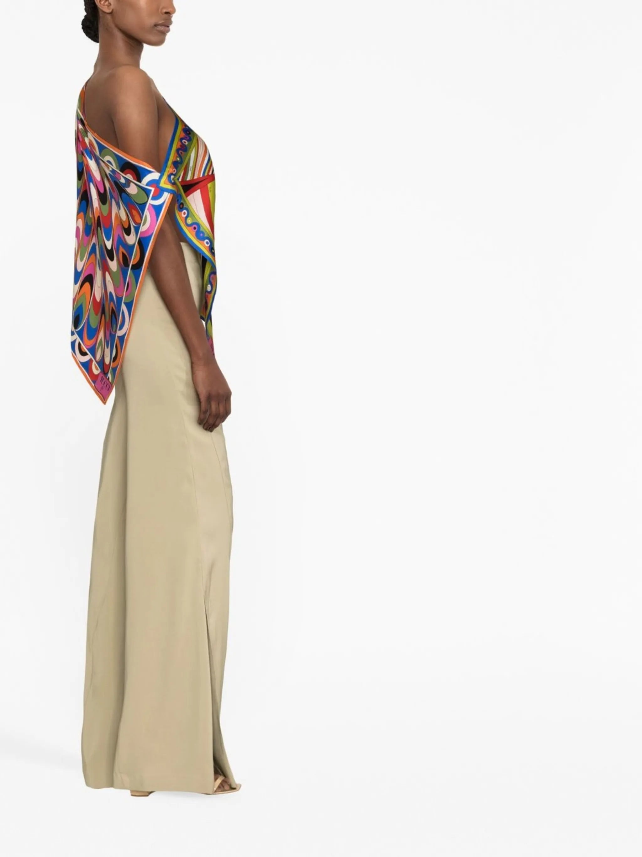Iride-print silk-twill top