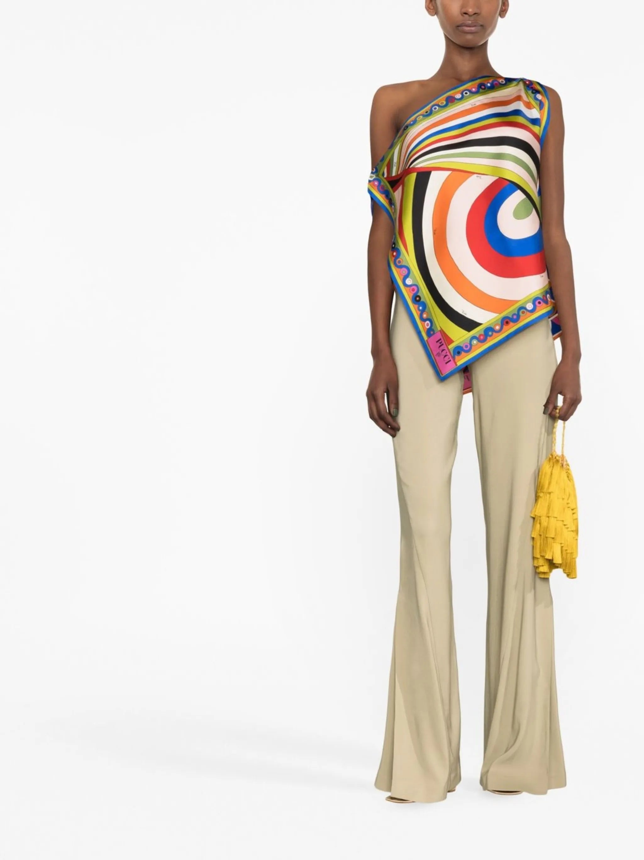 Iride-print silk-twill top