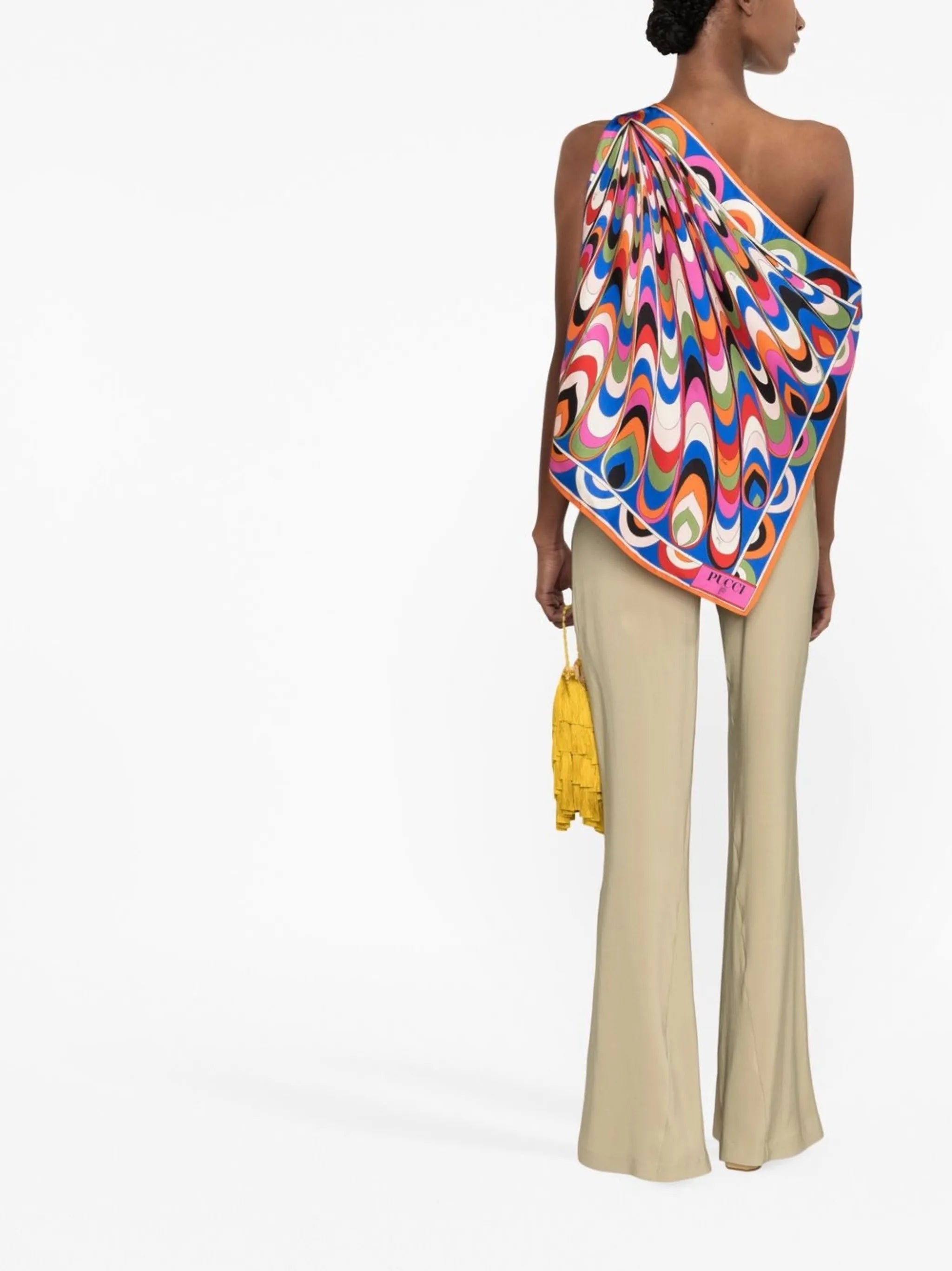 Iride-print silk-twill top